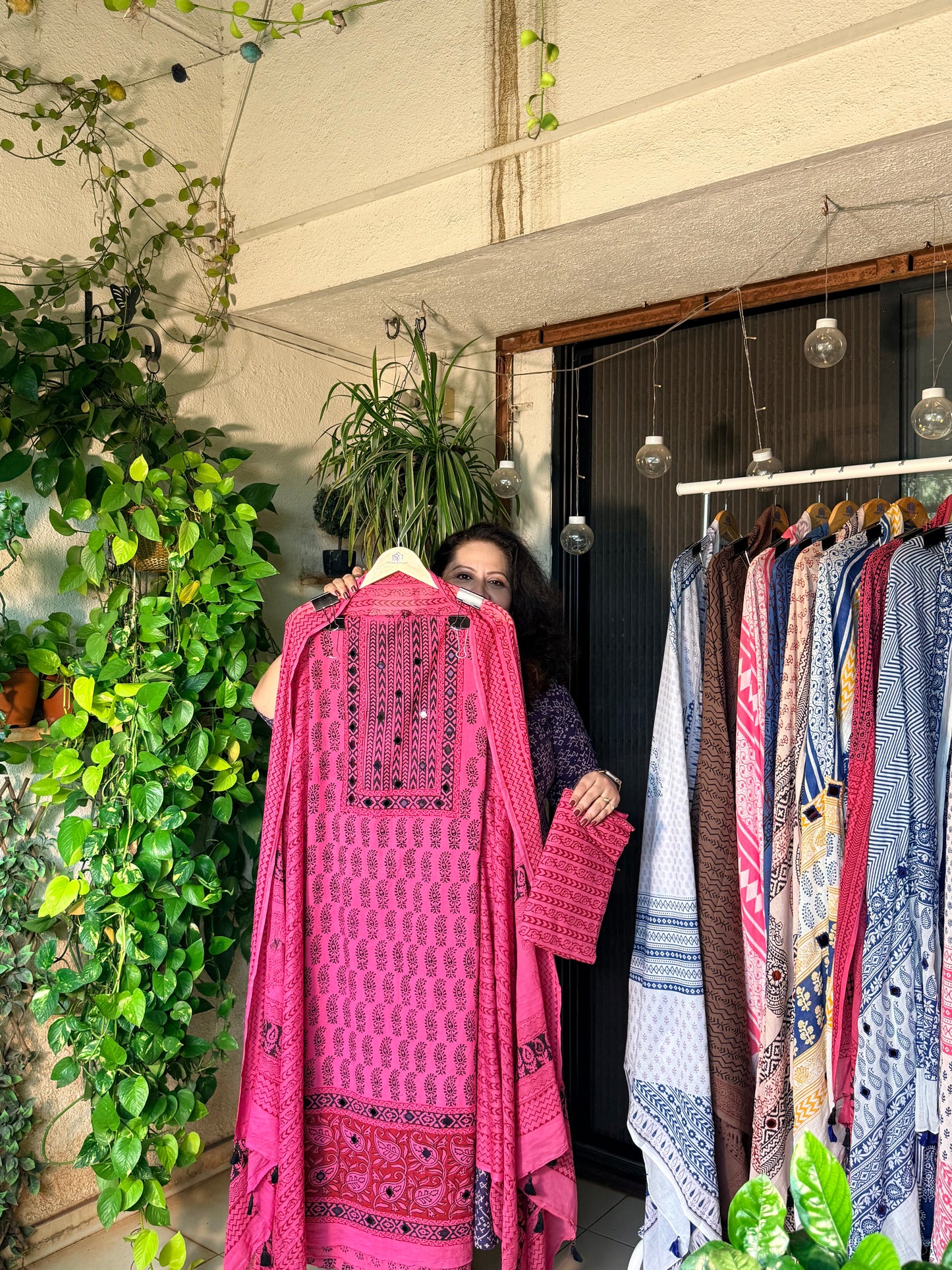 Exclusive Bagh cotton mirror work suit