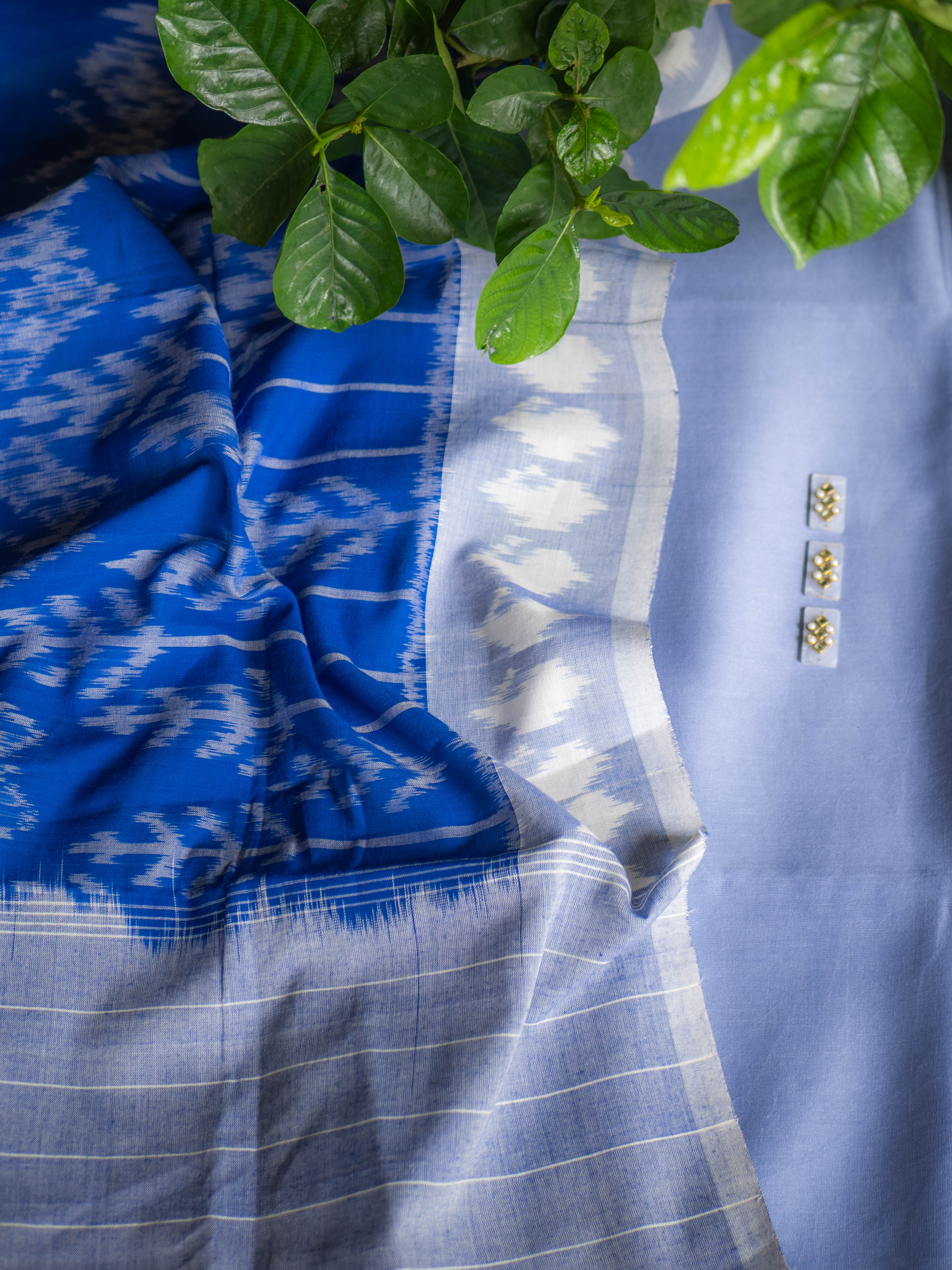 Chanderi-Lavender with ikkat dupatta