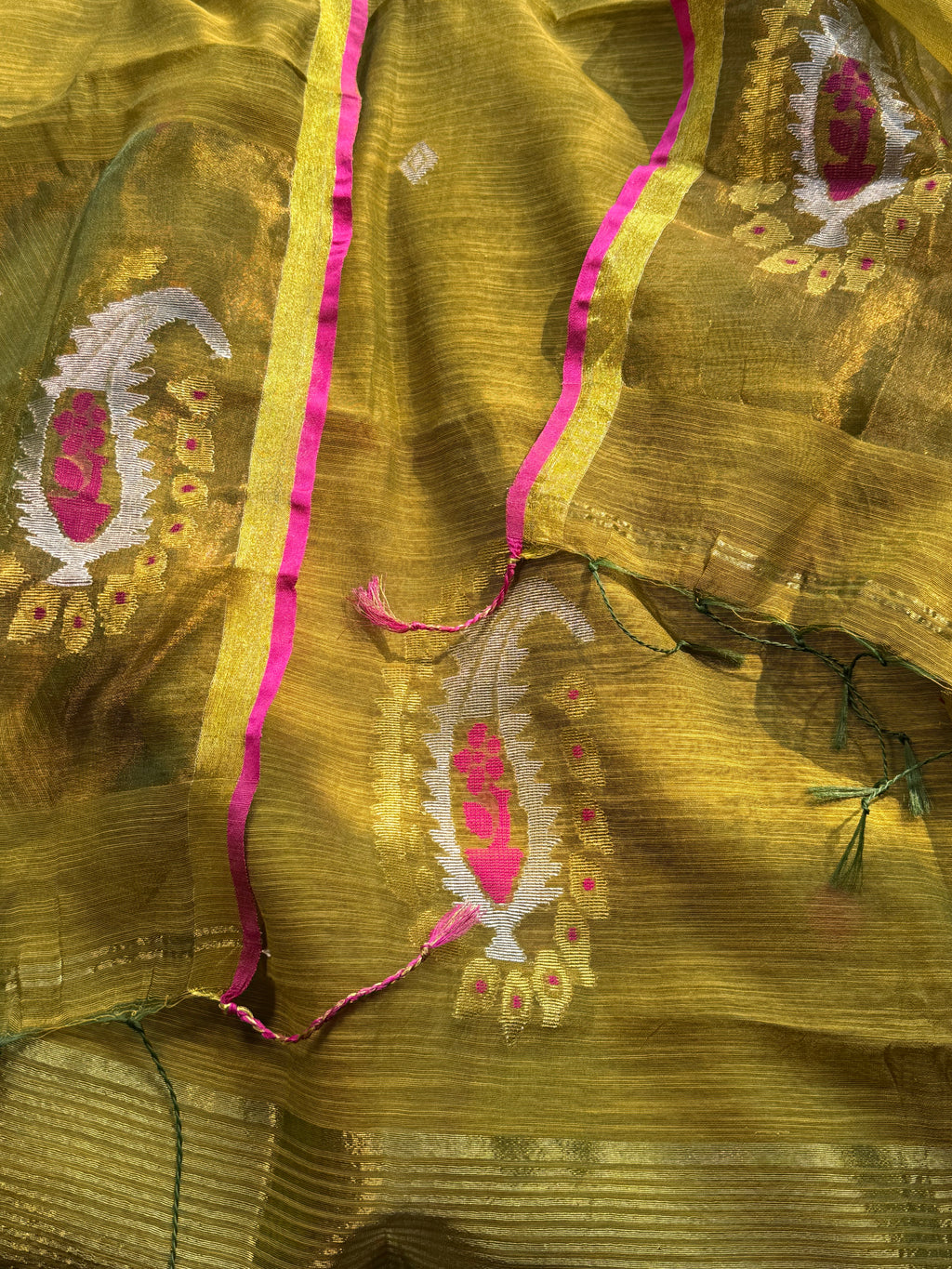 Pure Muslin Silk zari Jamdani with tissue palla dupatta