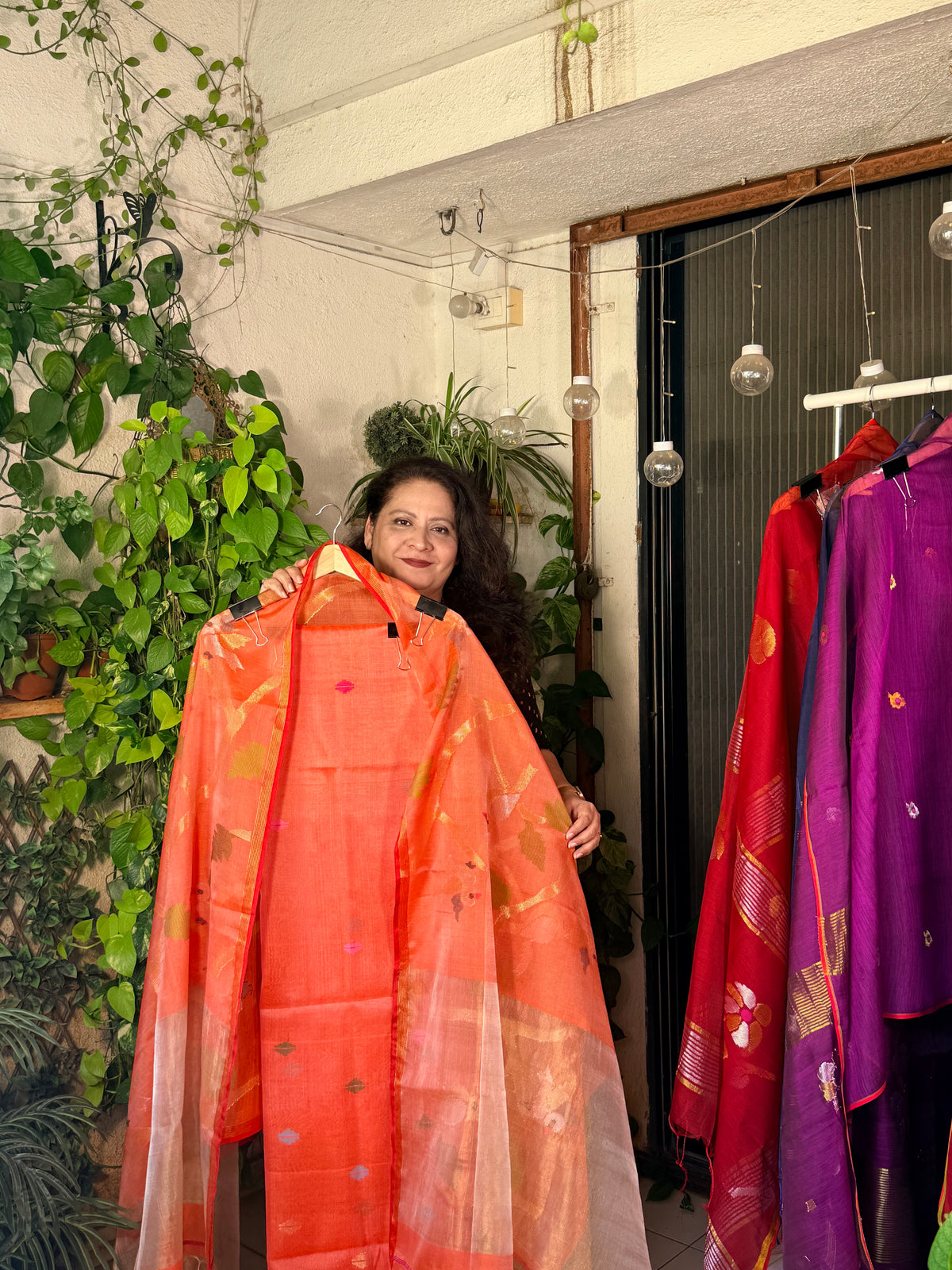 Pure Muslin  Jamdani with tissue palla dupatta