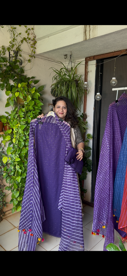 Pure kota Mukaish work kurta with kota dupatta