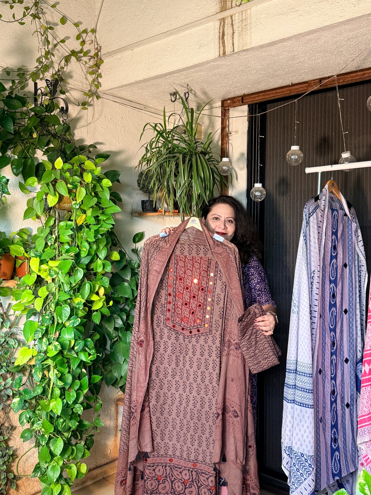 Exclusive Bagh cotton mirror work suit