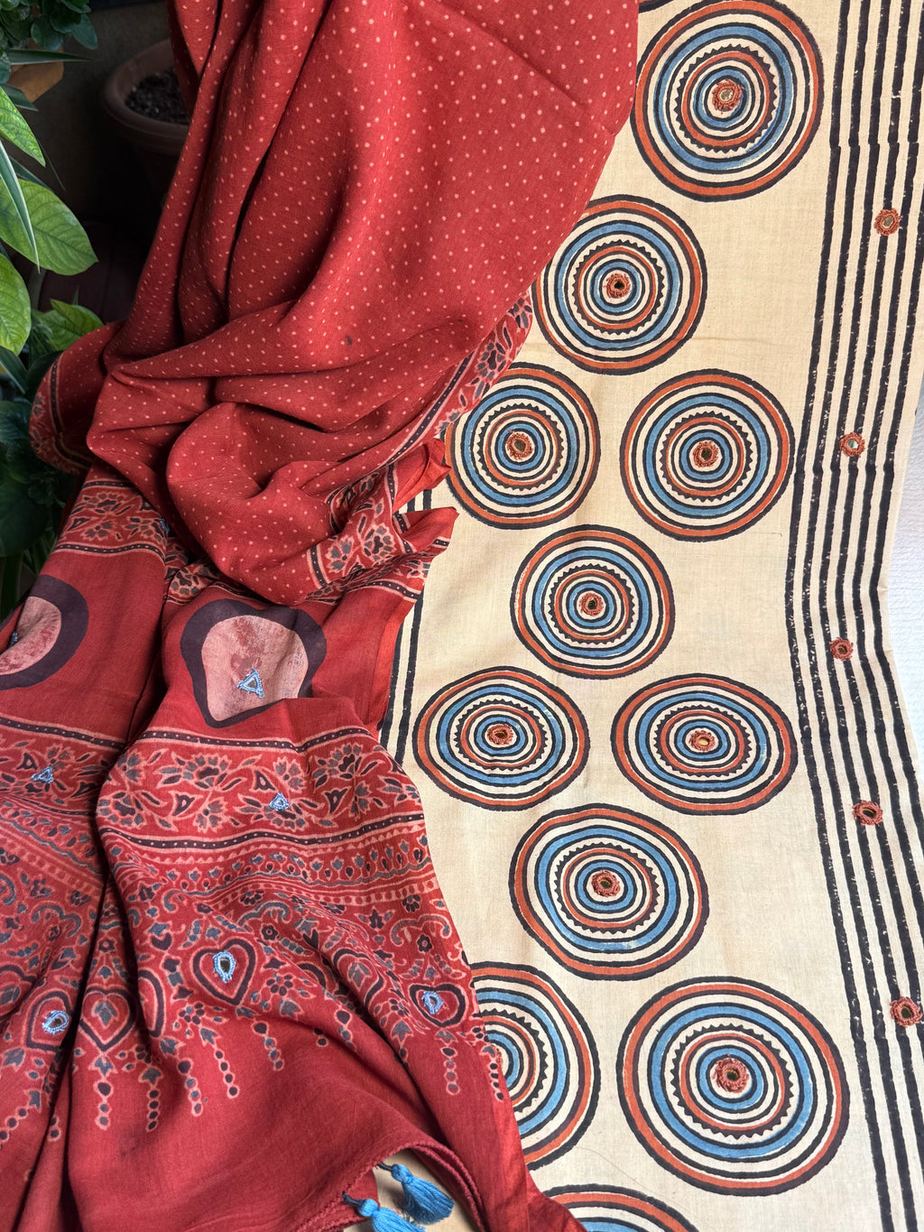 Pure Cotton Mirror Work Ajrakh