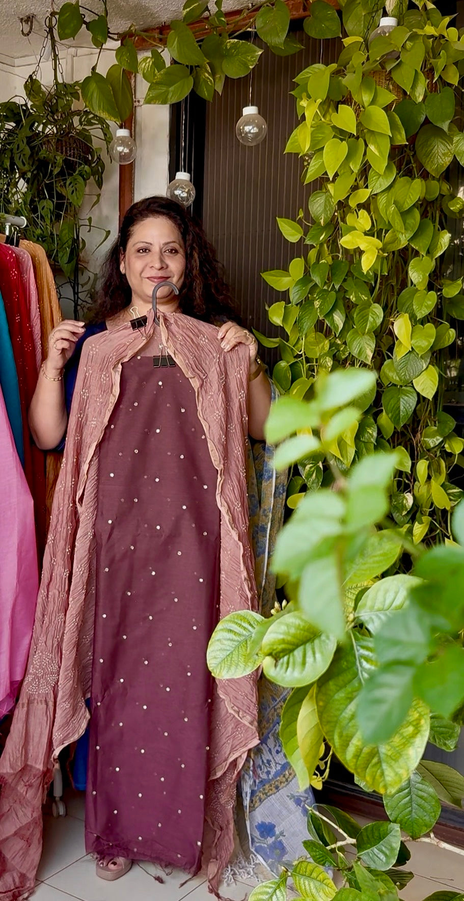 Pure Mul chanderi silk mirror work kurta with pure mul chanderi silk Bandhej dupatta