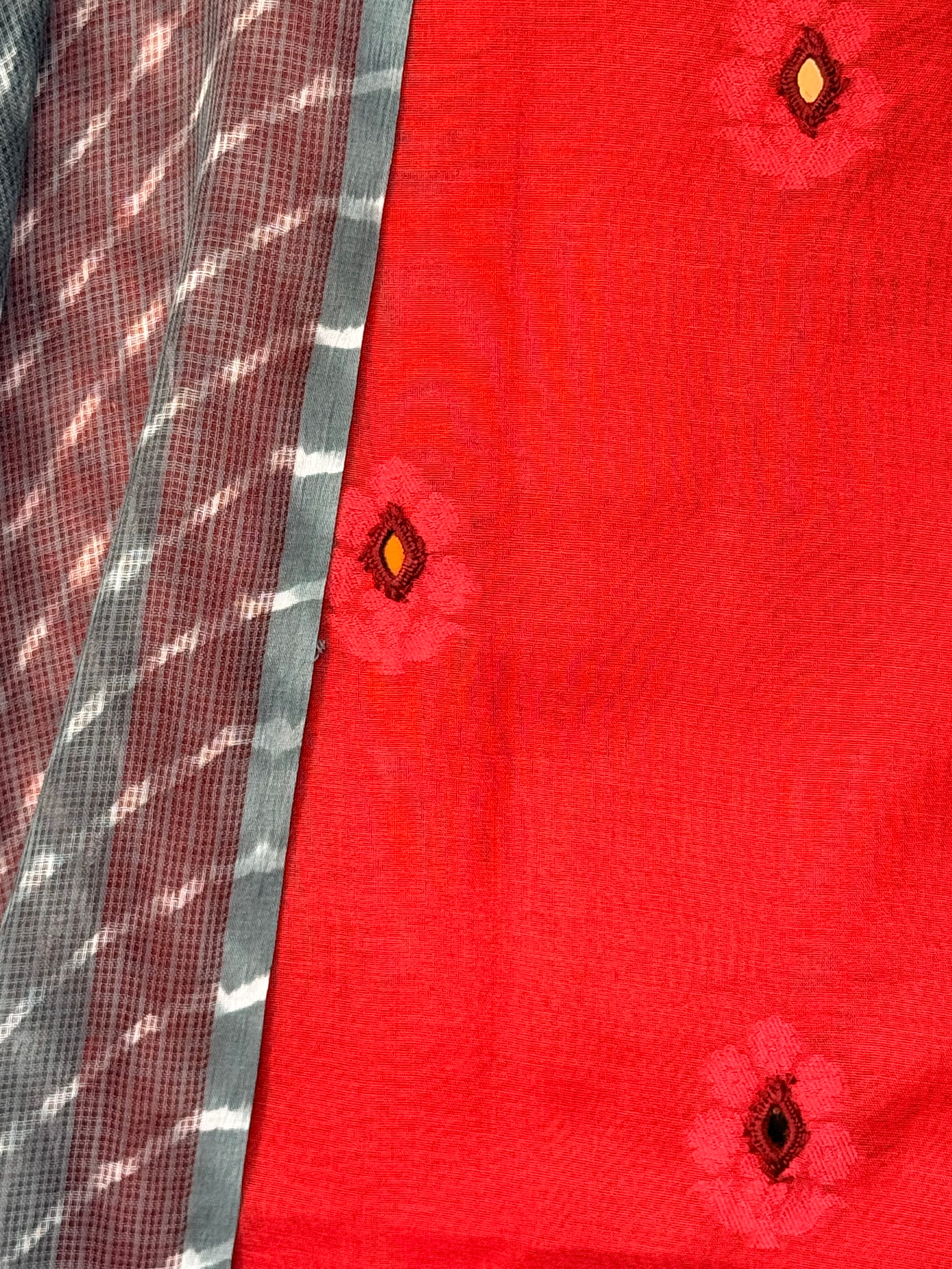 JacquardChanderi mirror work kurta with lehriya dupatta