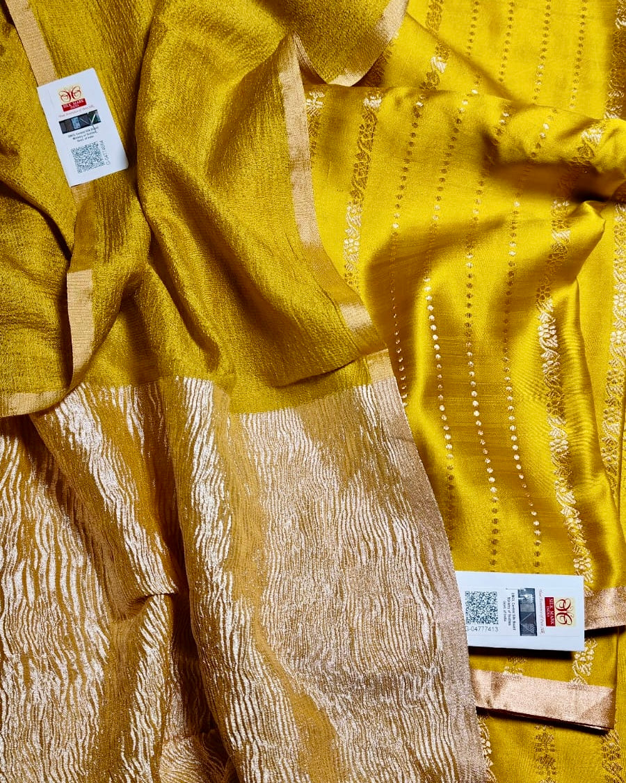 Mashru silk kurta with moonga silk dupatta golden mustard