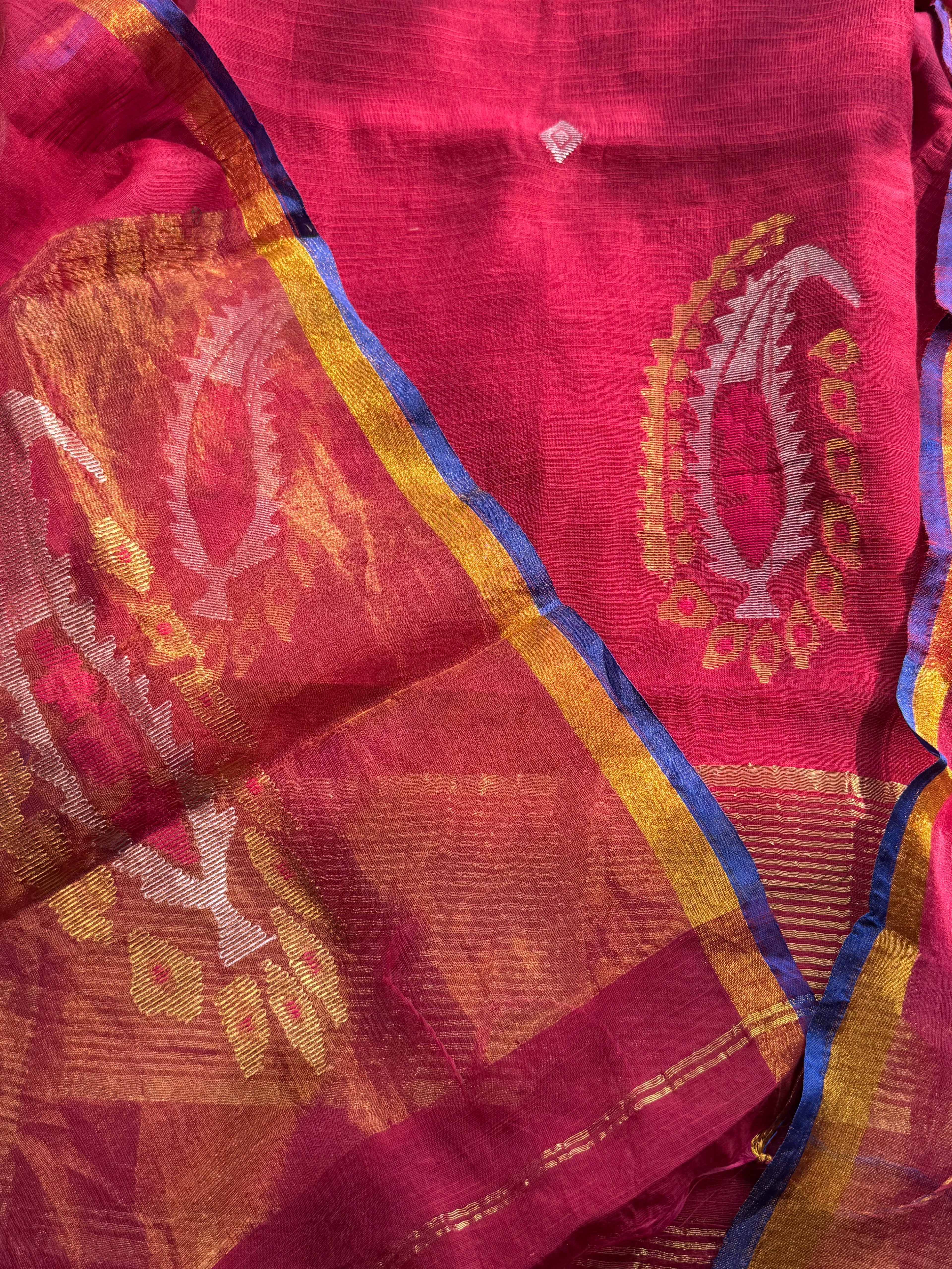 Pure Muslin Silk zari Jamdani with tissue palla dupatta