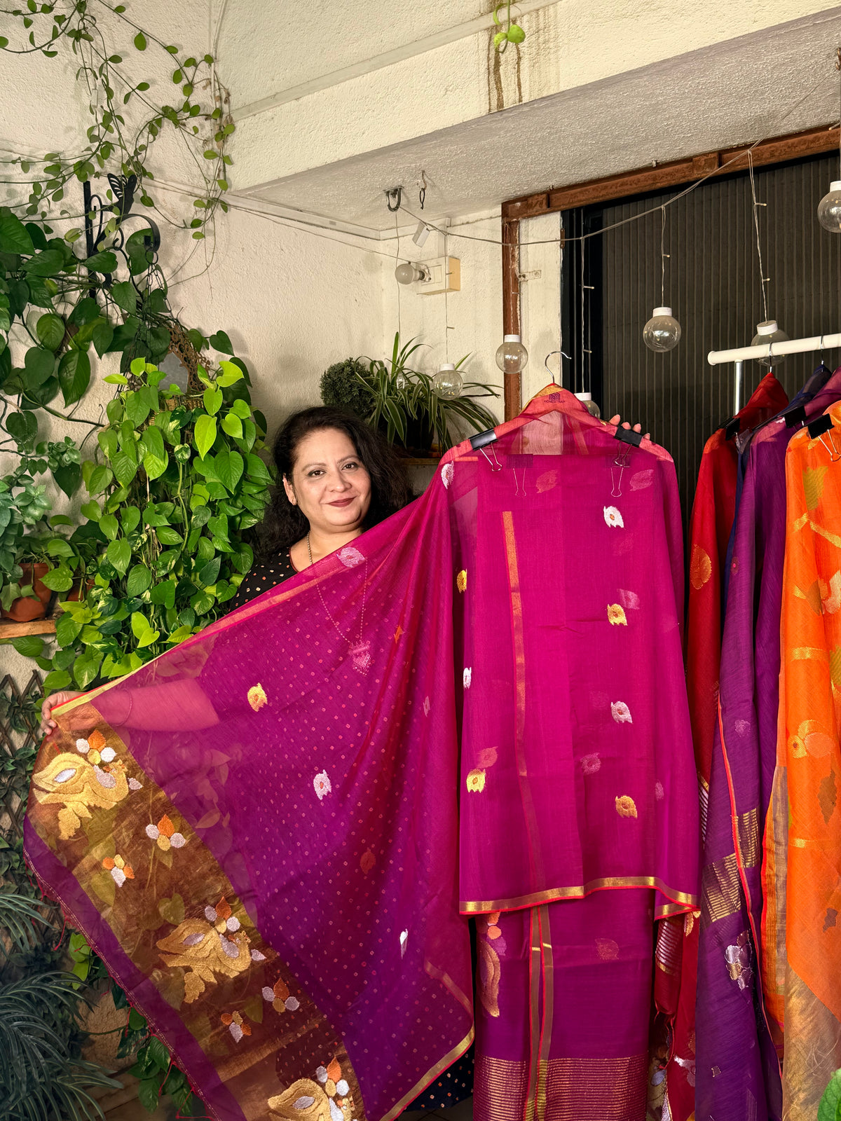 Pure Muslin  Jamdani with tissue palla dupatta