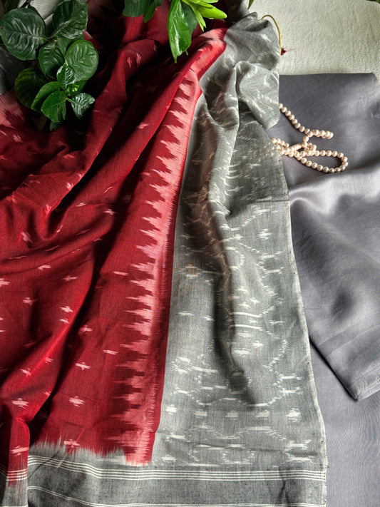 Chanderi silk Kurta with Ikkat Dupatta