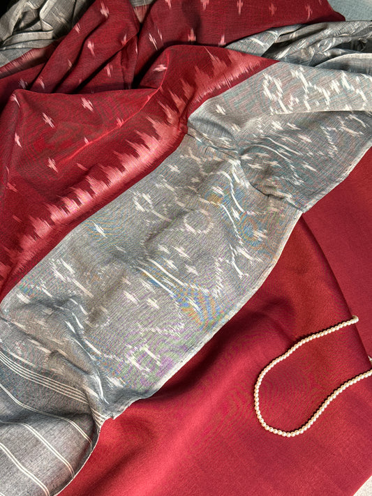 Chanderi silk Kurta with Ikkat Dupatta