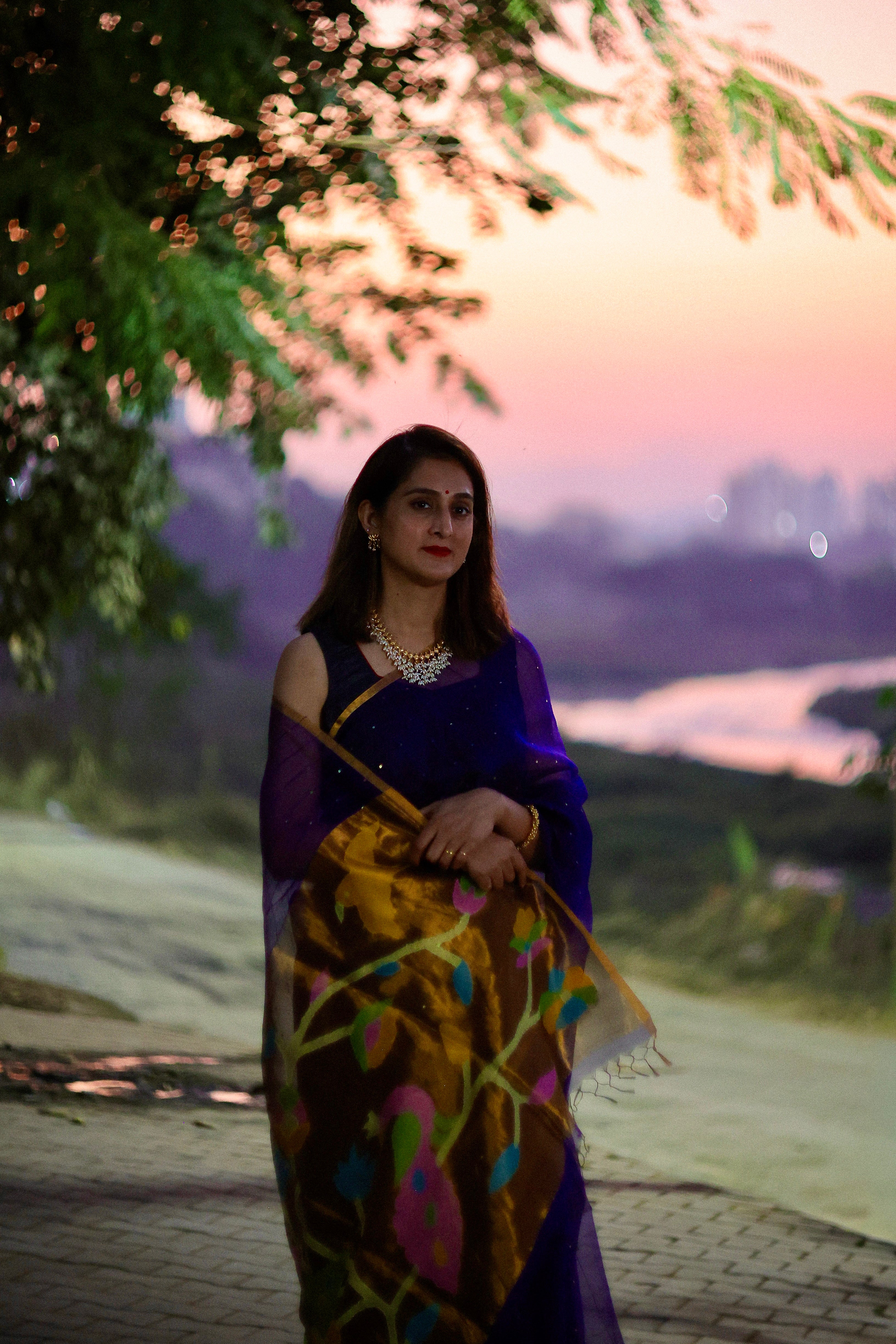 Pure Muslin silk saree ink blue