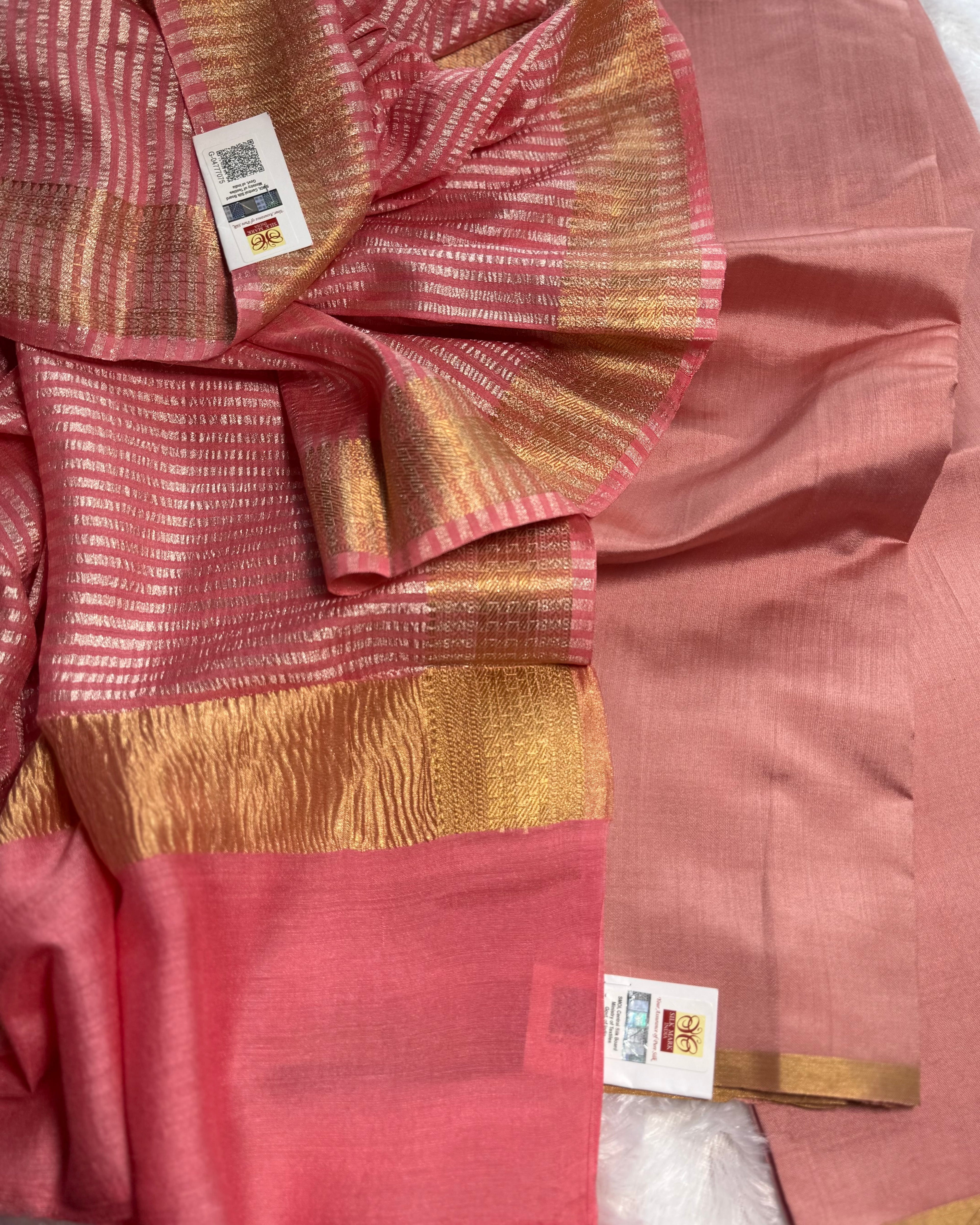 Tyohar -  Mulberry silk kurta with moonga silk dupatta peachish pink