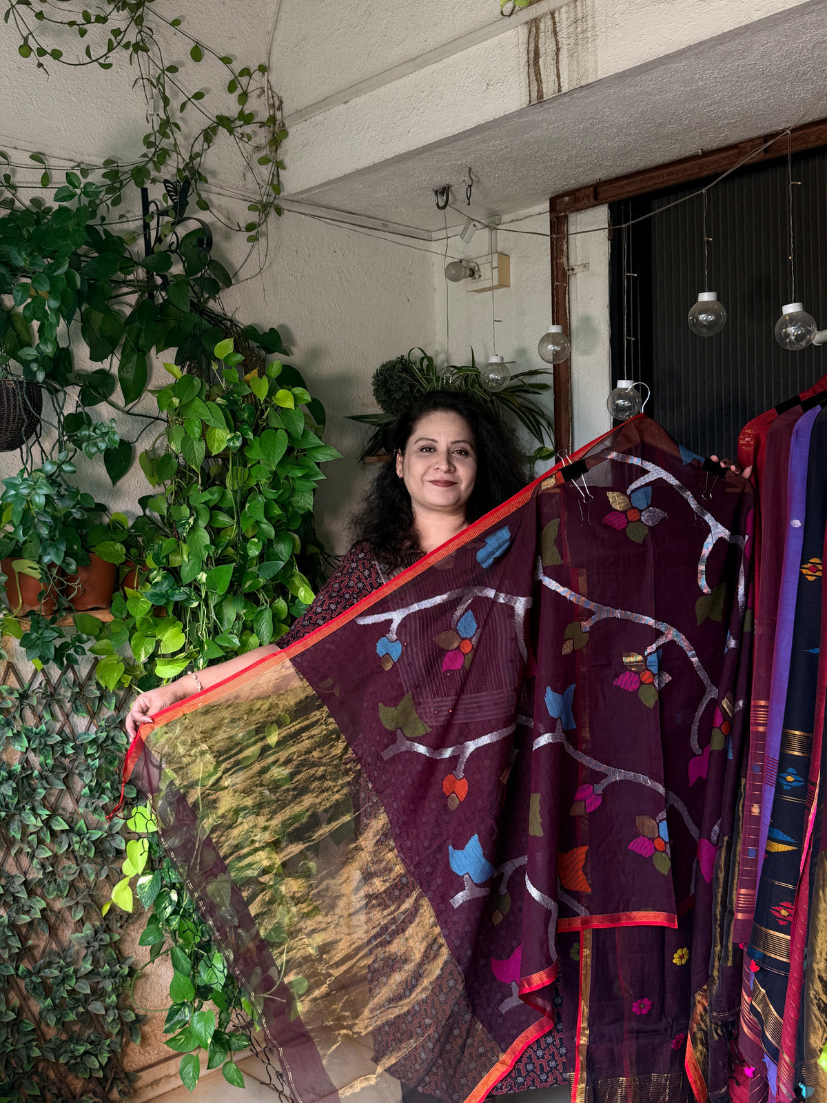 Pure Muslin  Jamdani with tissue palla dupatta