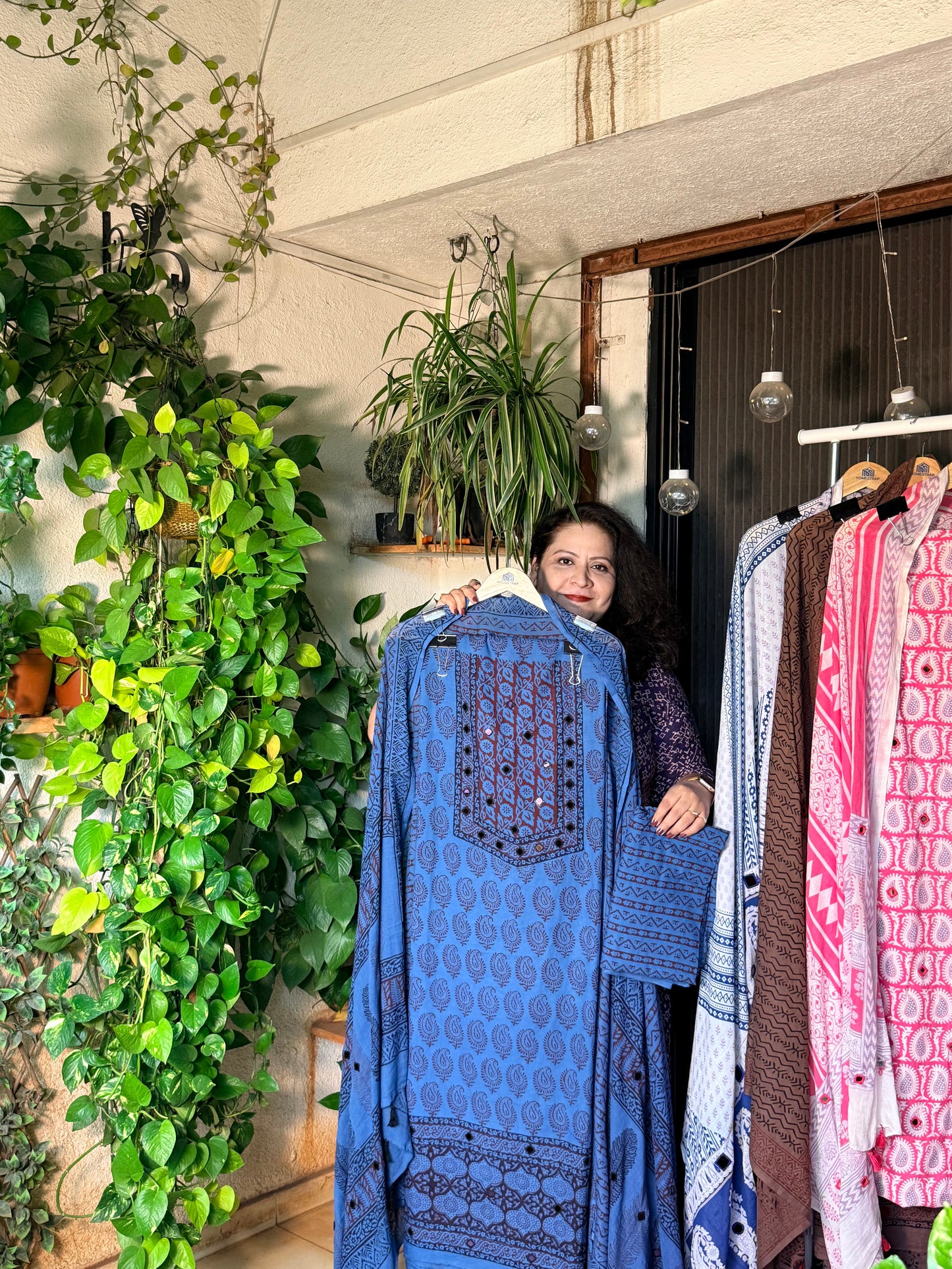 Exclusive Bagh cotton mirror work suit