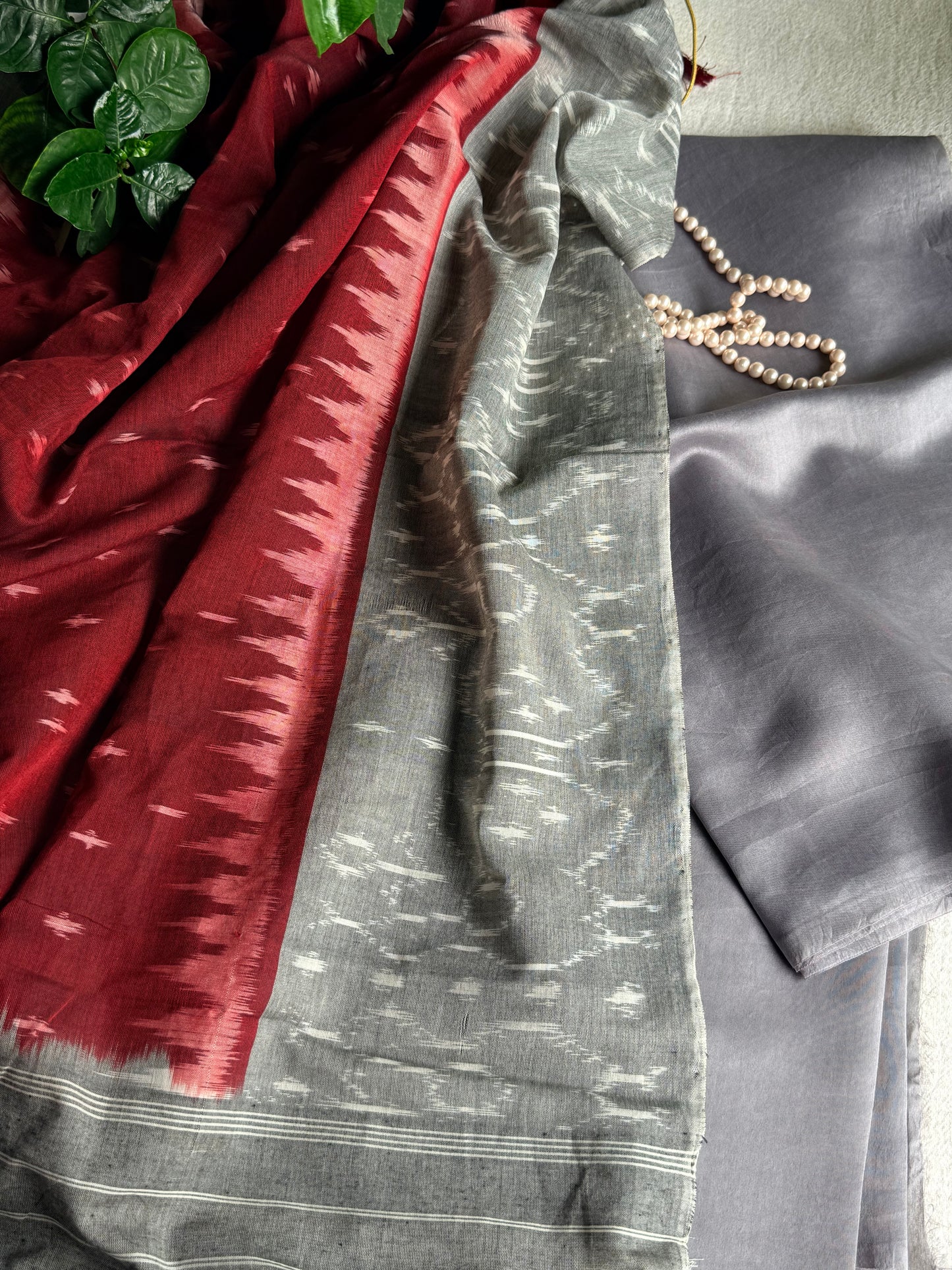 Chanderi silk Kurta with Ikkat Dupatta