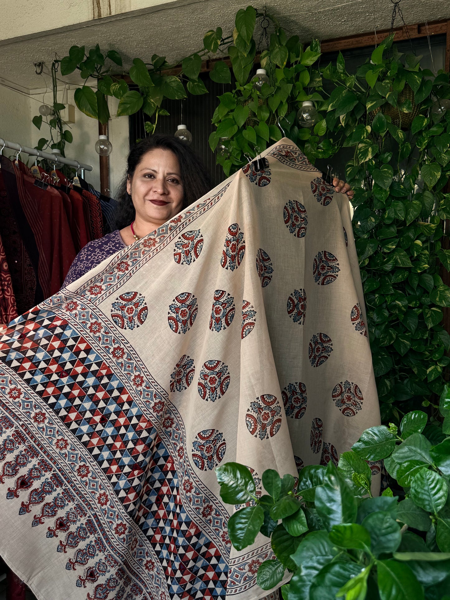 Pure cotton mirror work Ajrakh Black