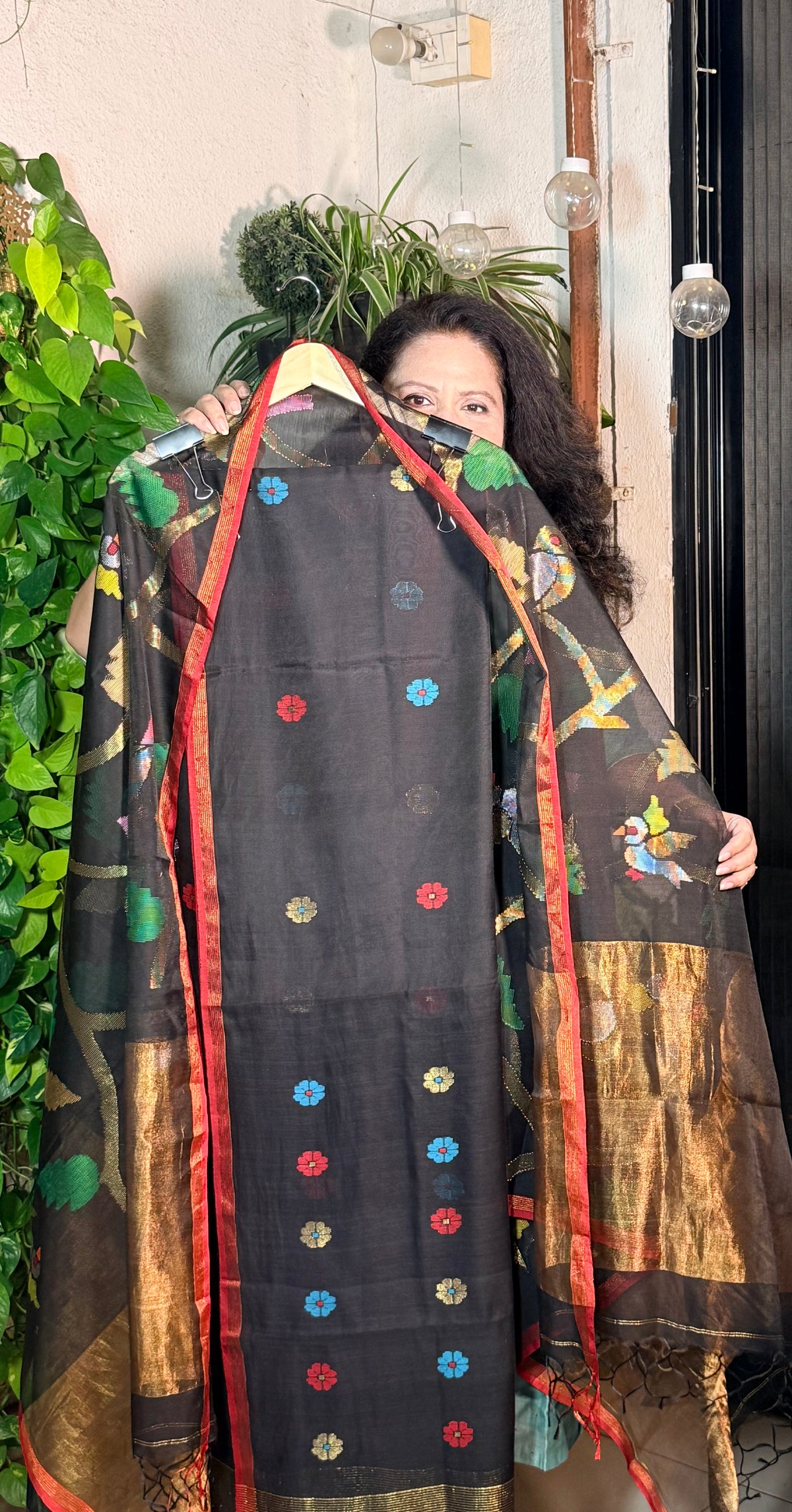 Pure Muslin Jamdani with tissue palla dupatta