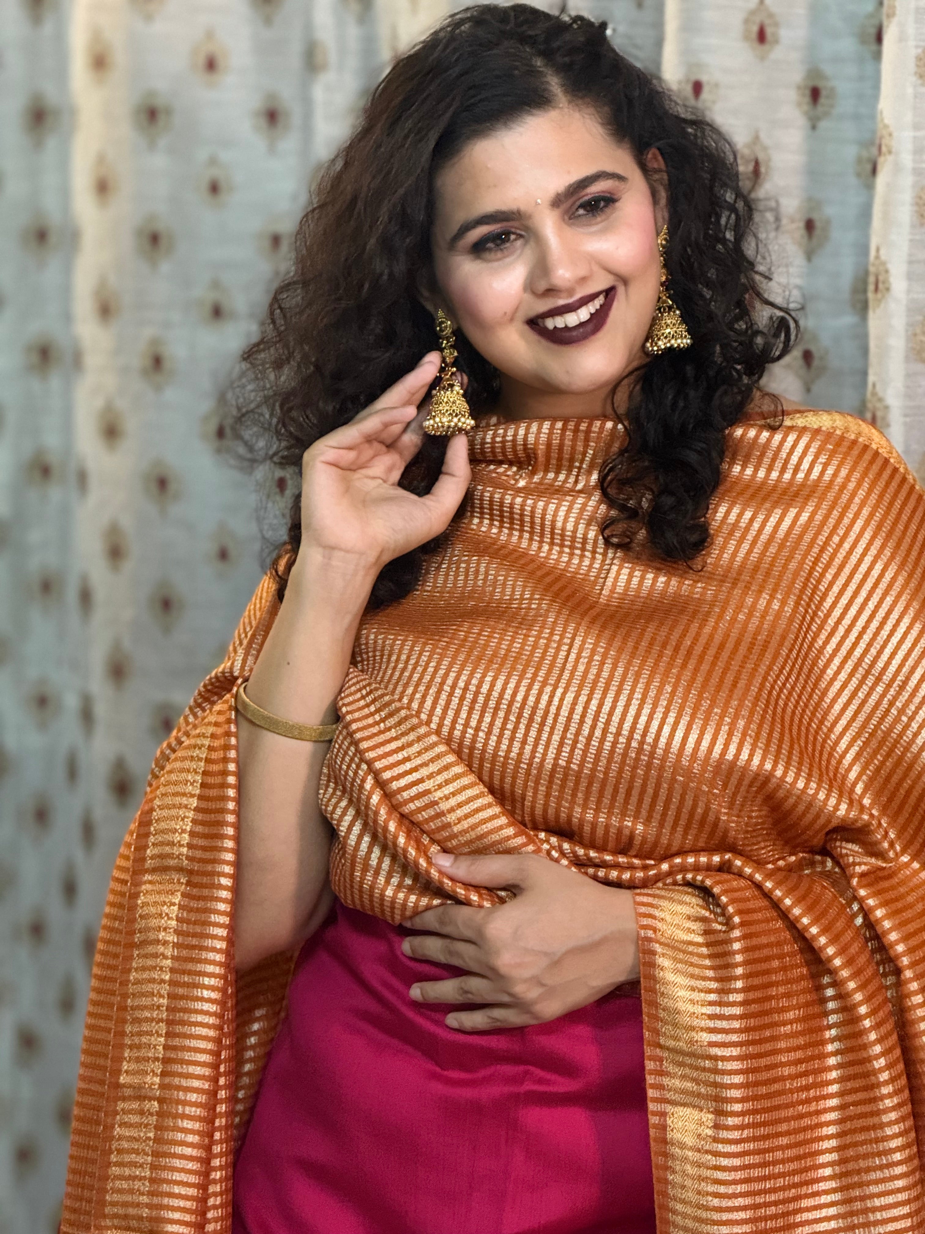 Tyohar -  Mulberry silk kurta with moonga silk dupatta pink & orange