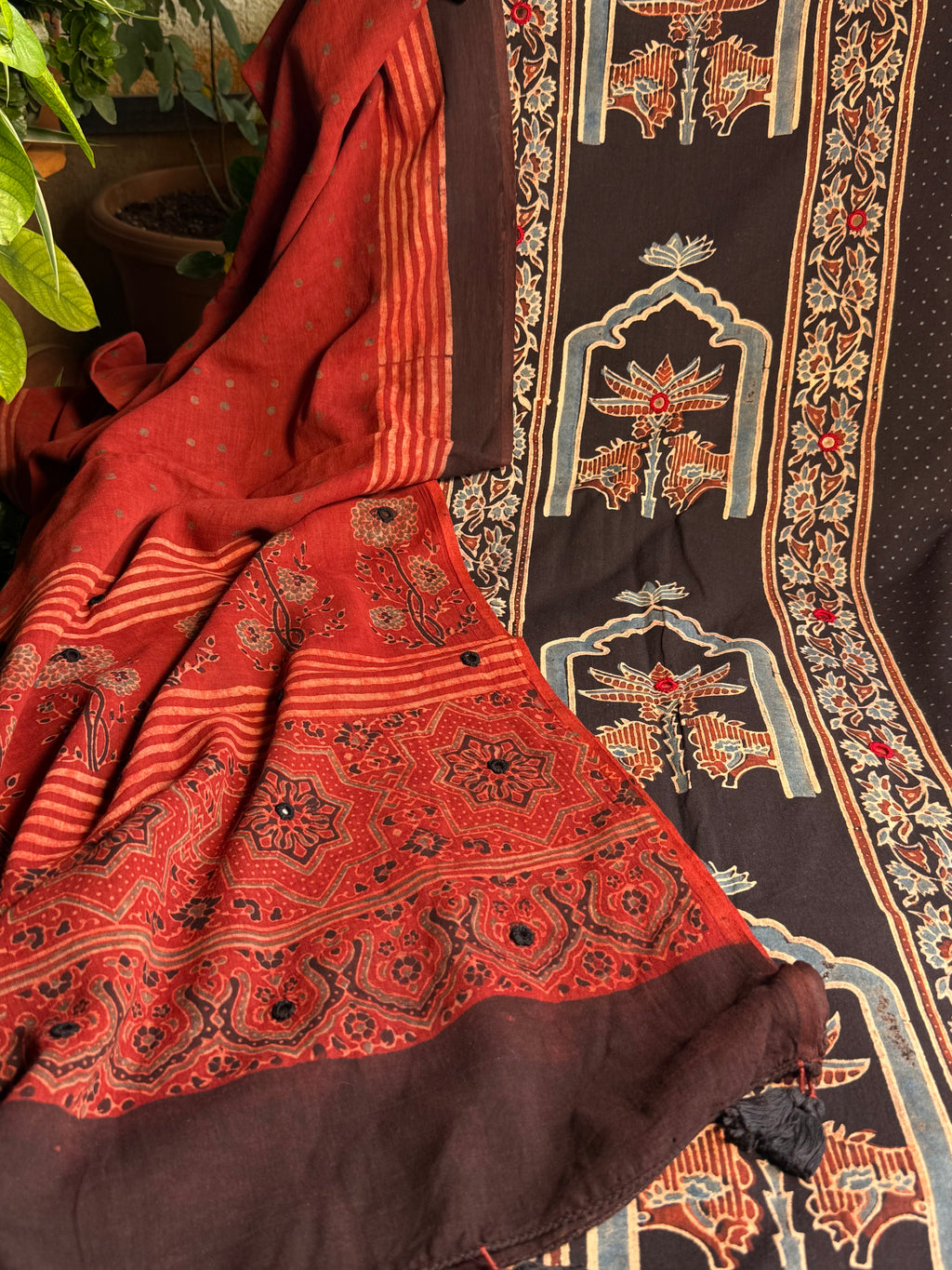 Pure Cotton Mirror Work Ajrakh