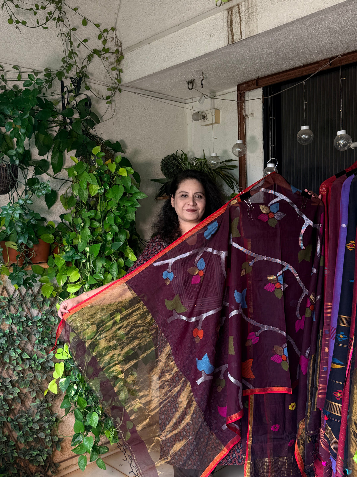 Pure Muslin  Jamdani with tissue palla dupatta