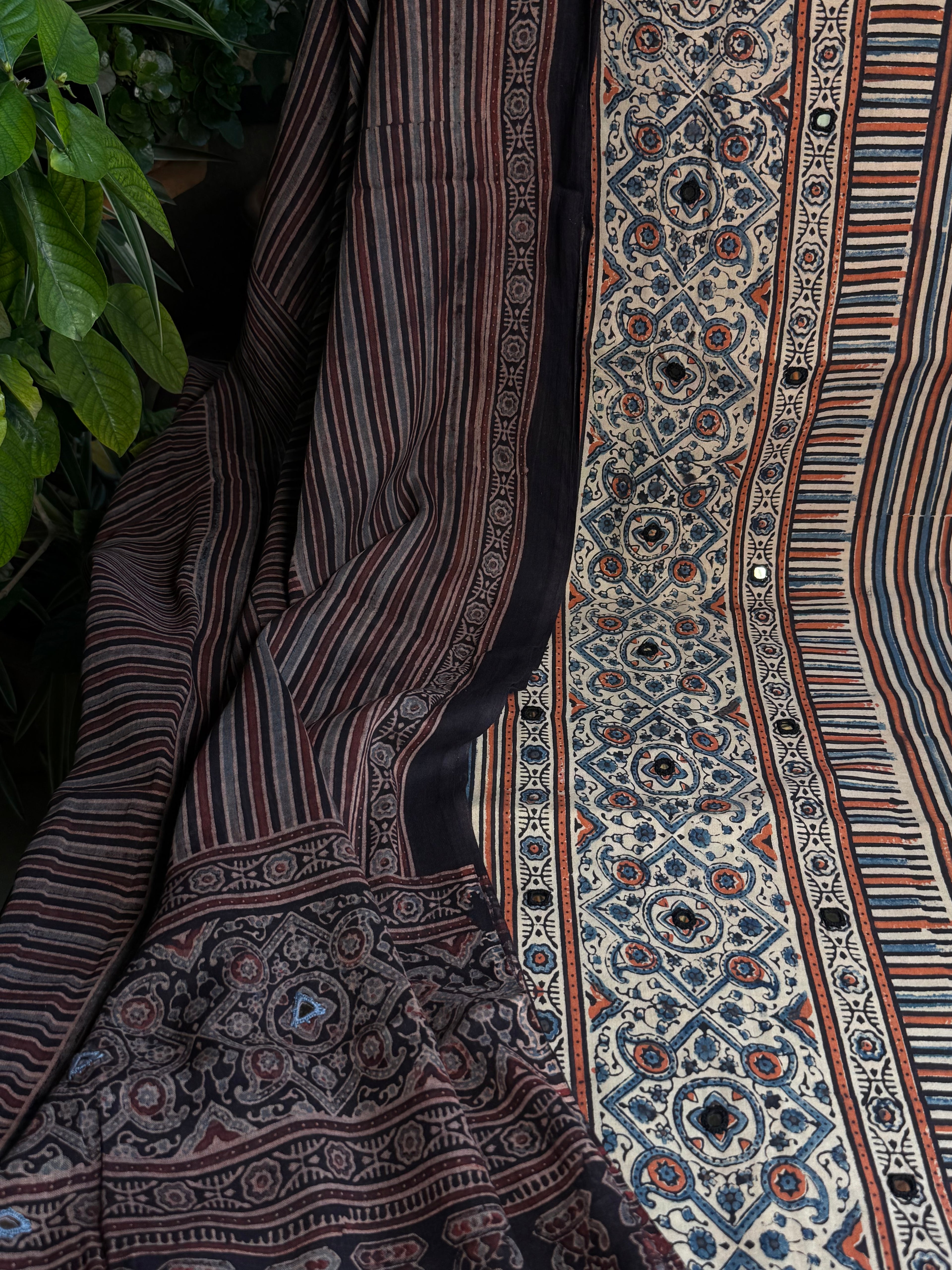 Pure Cotton Mirror Work Ajrakh