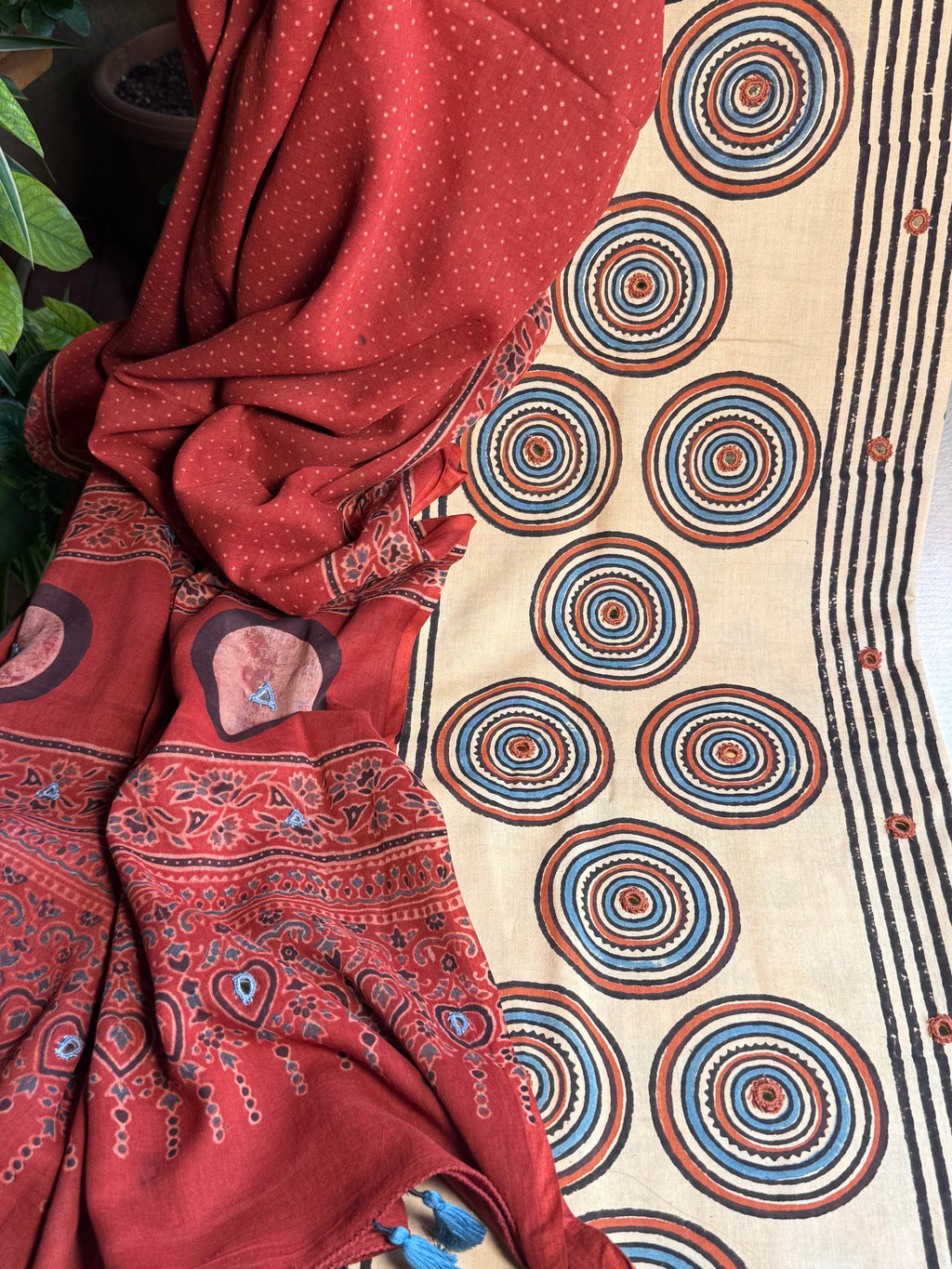 Pure Cotton Mirror Work Ajrakh