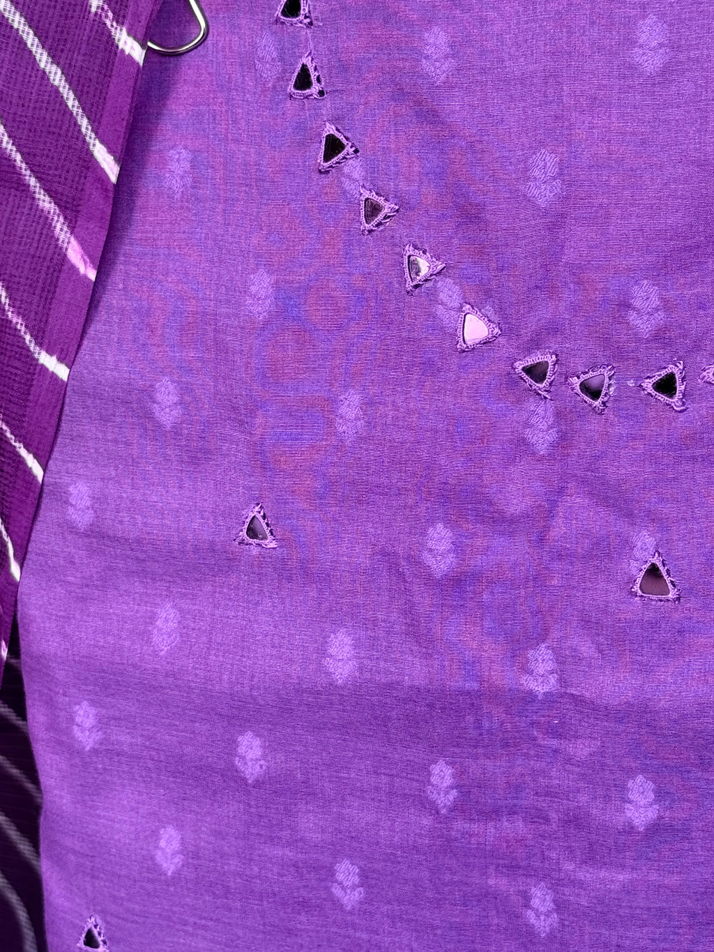 JacquardChanderi mirror work kurta with lehriya dupatta