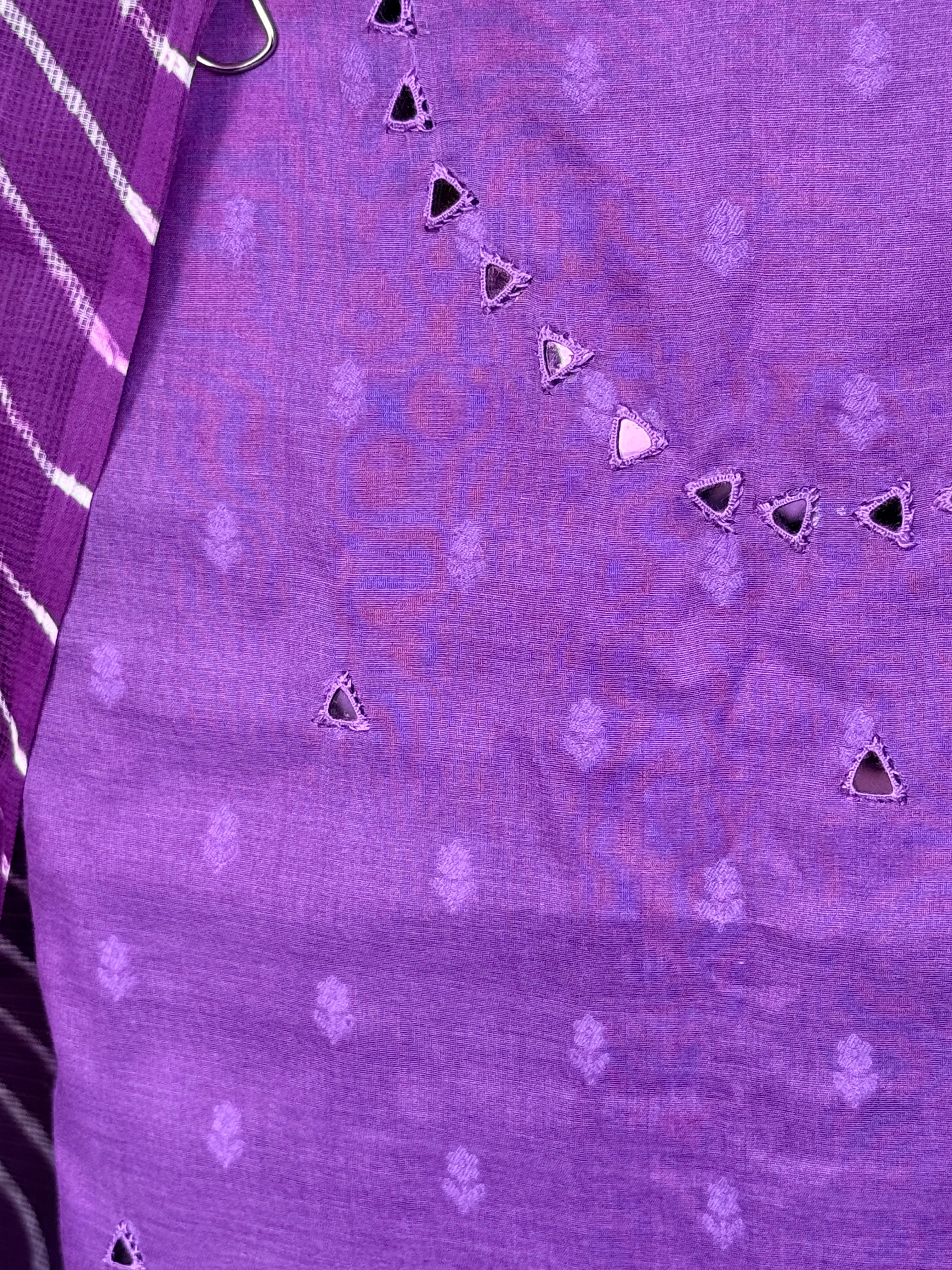 JacquardChanderi mirror work kurta with lehriya dupatta