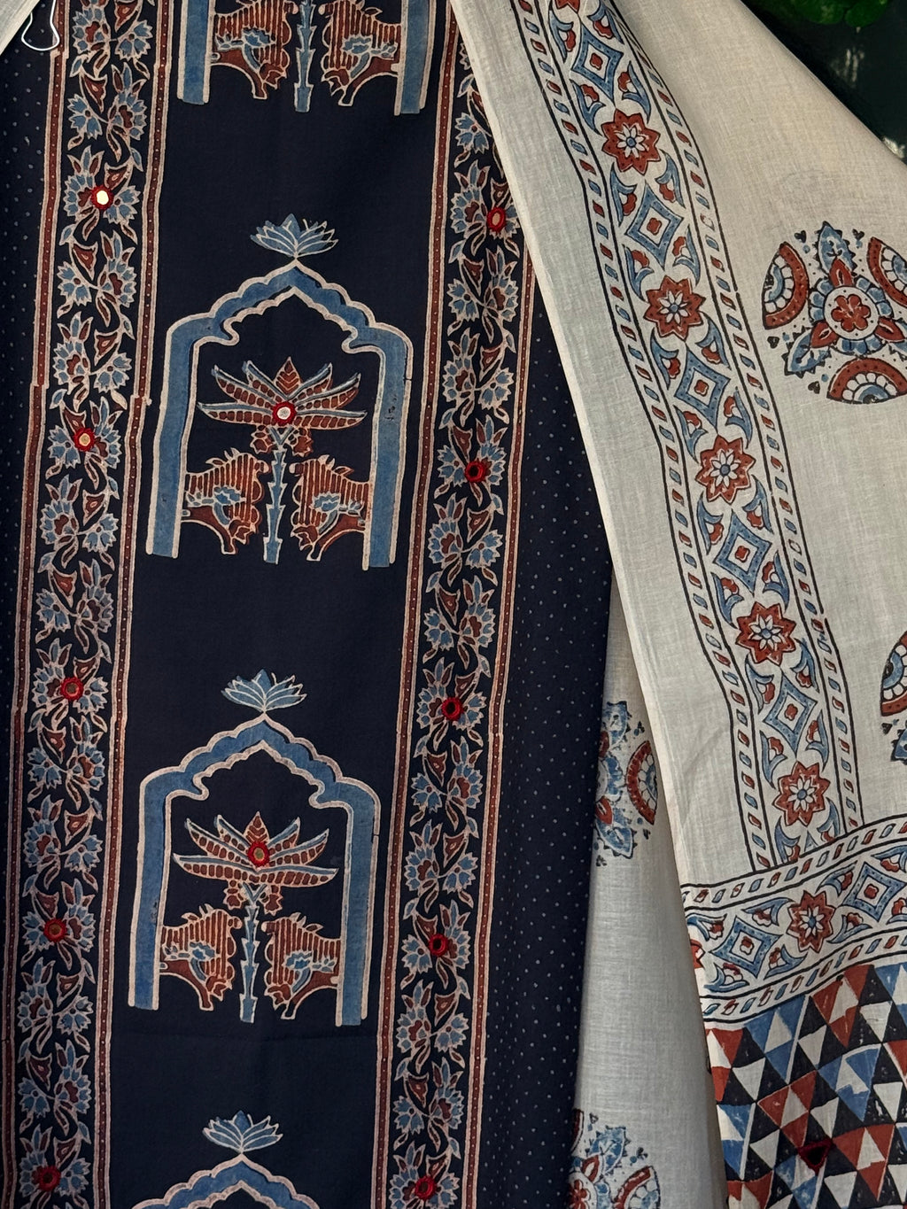 Pure cotton mirror work Ajrakh Black
