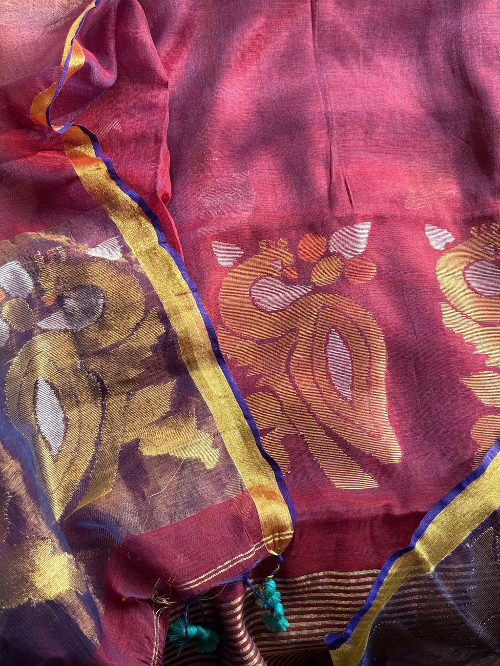 Pure Muslin Silk zari Jamdani with tissue palla dupatta