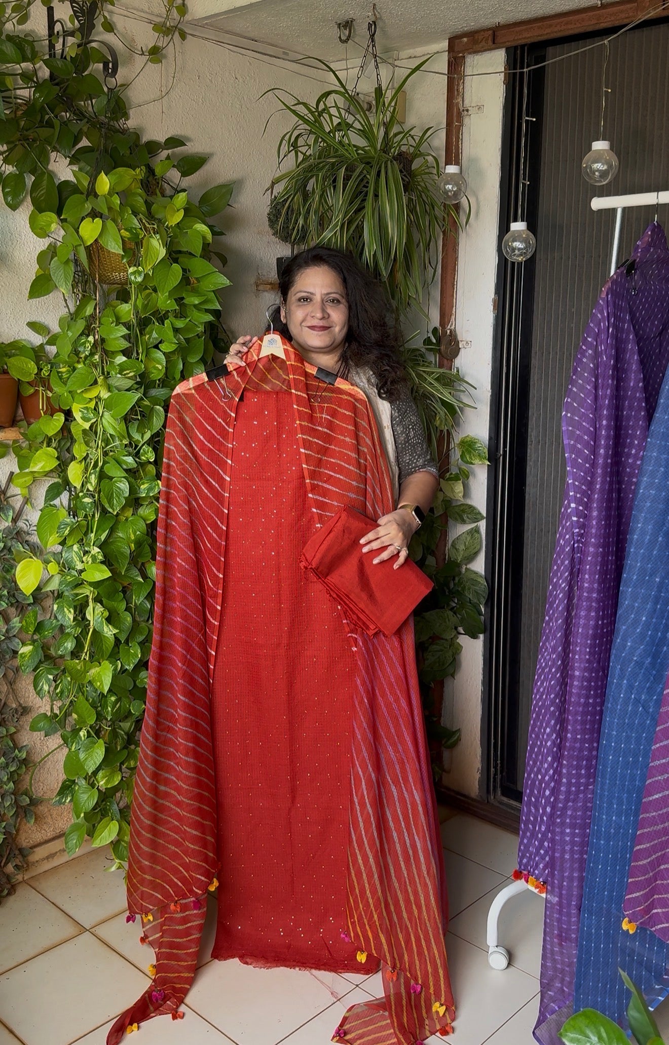Pure kota Mukaish work kurta with kota dupatta