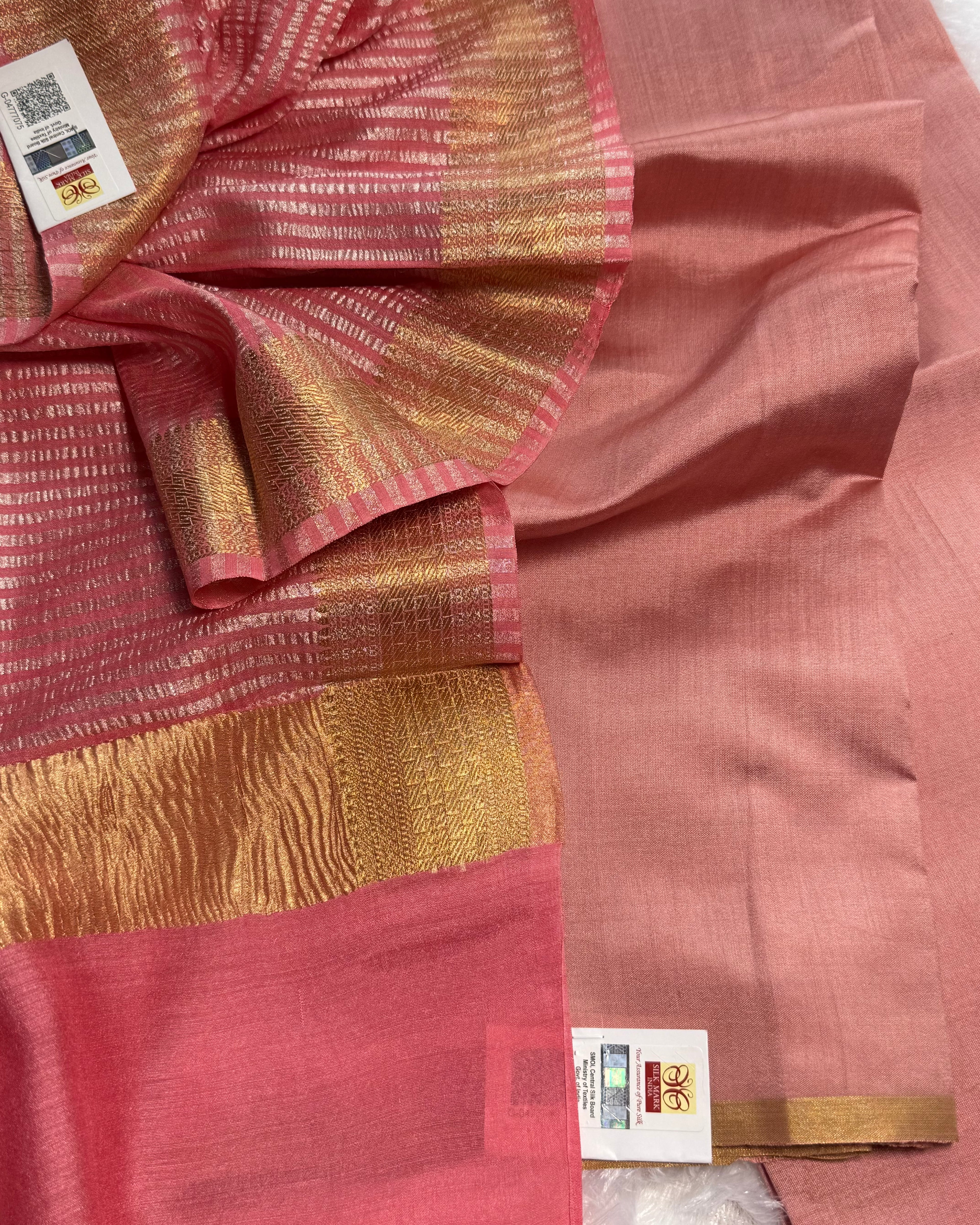 Tyohar -  Mulberry silk kurta with moonga silk dupatta peachish pink