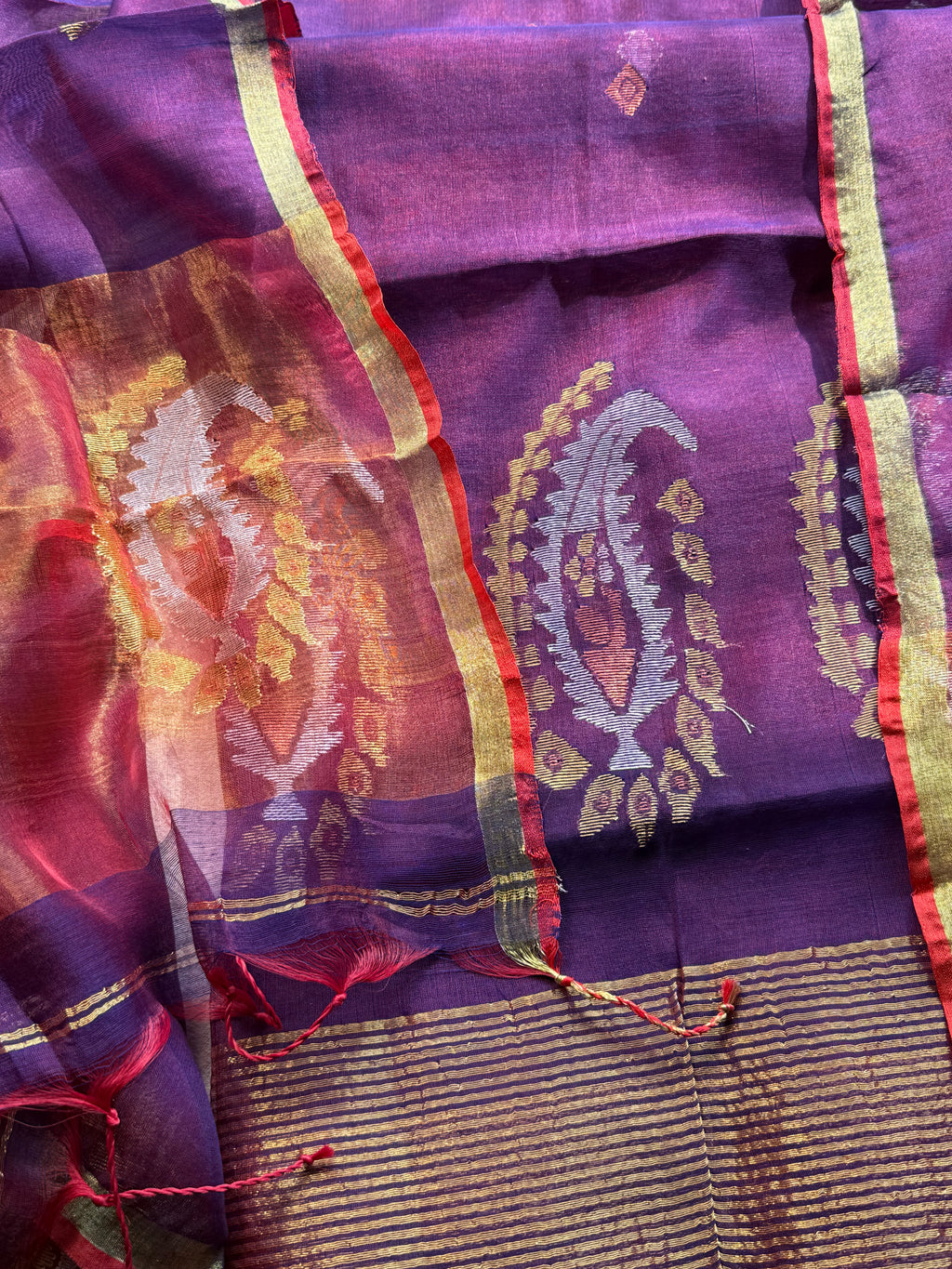 Pure Muslin Silk zari Jamdani with tissue palla dupatta