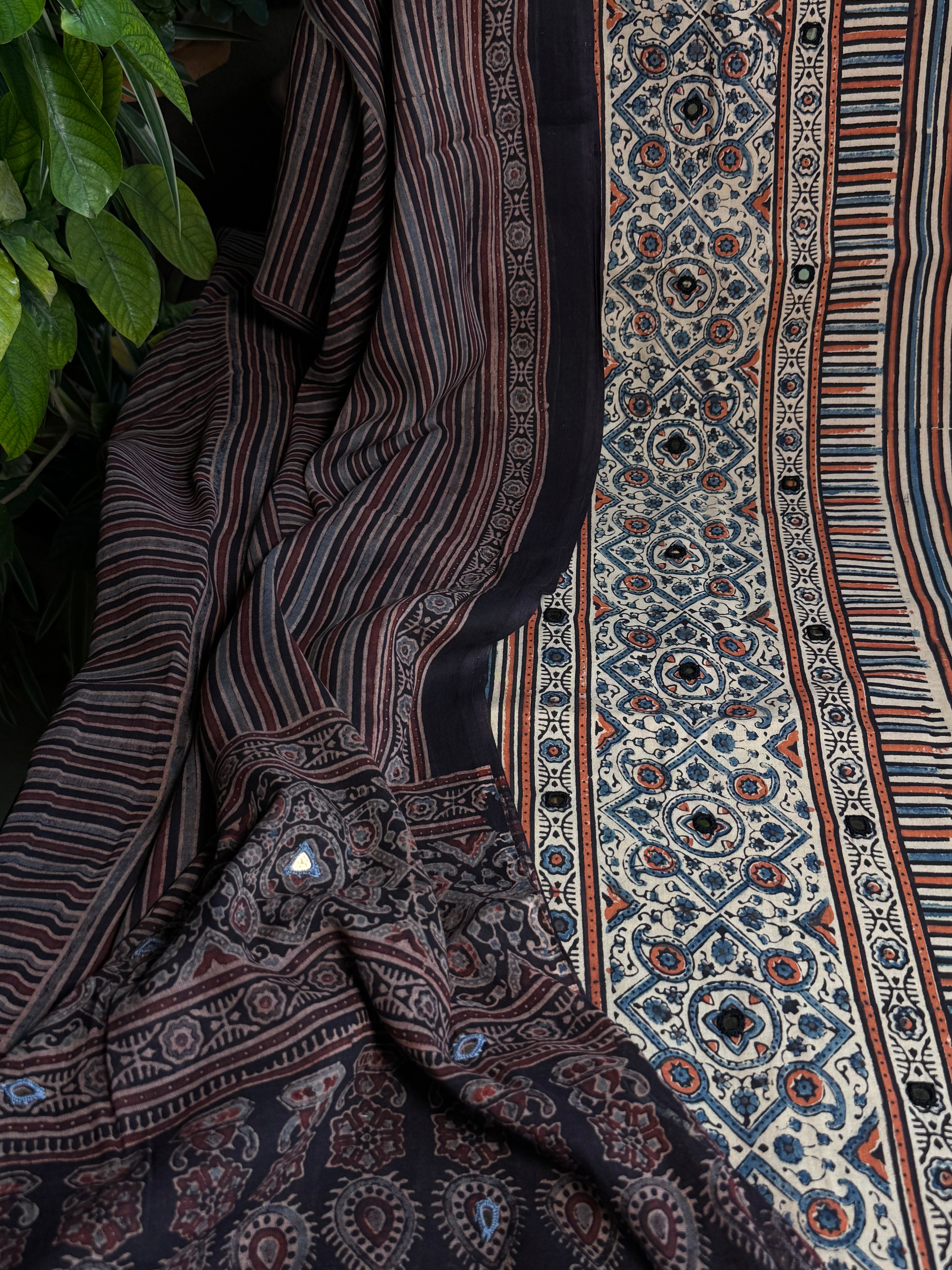 Pure Cotton Mirror Work Ajrakh