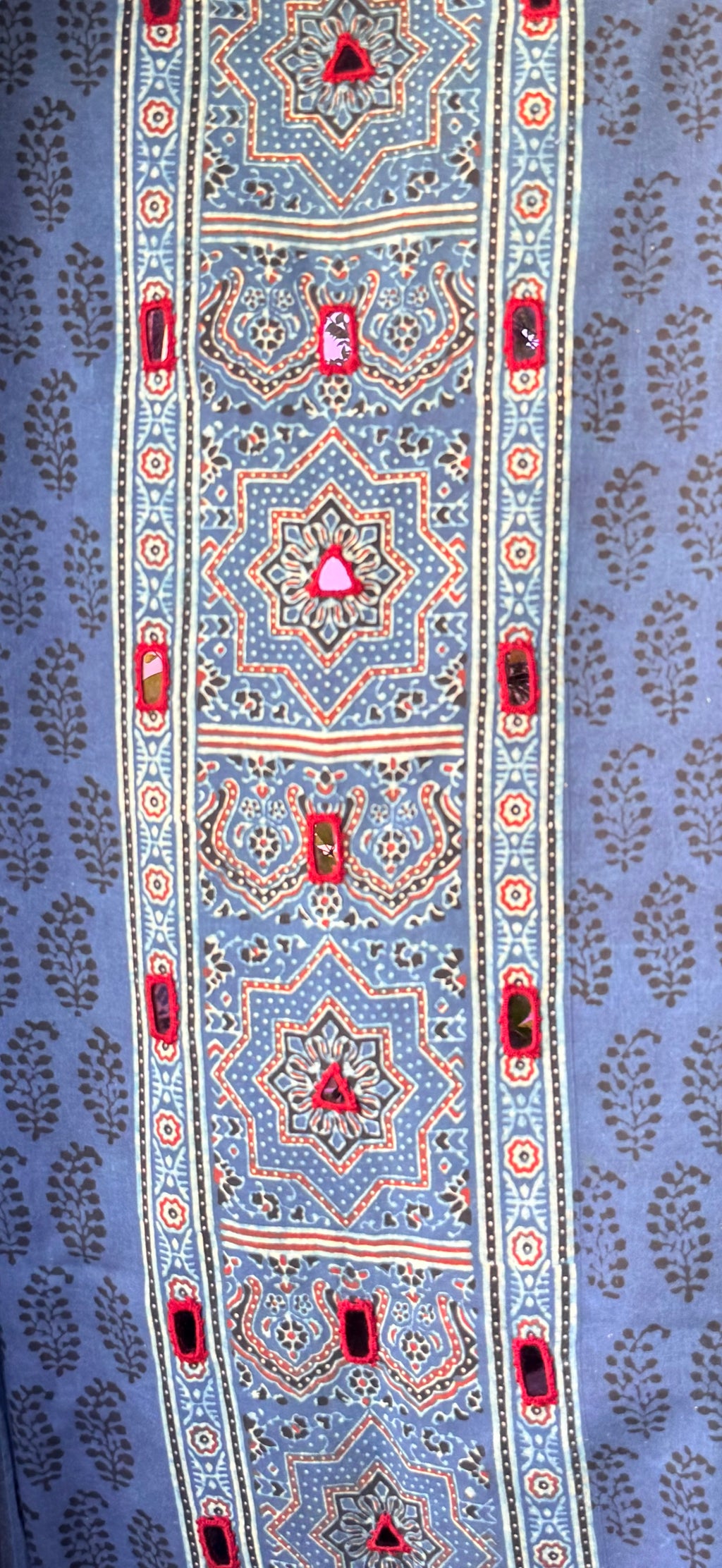 Pure cotton mirror work Ajrakh Indigo
