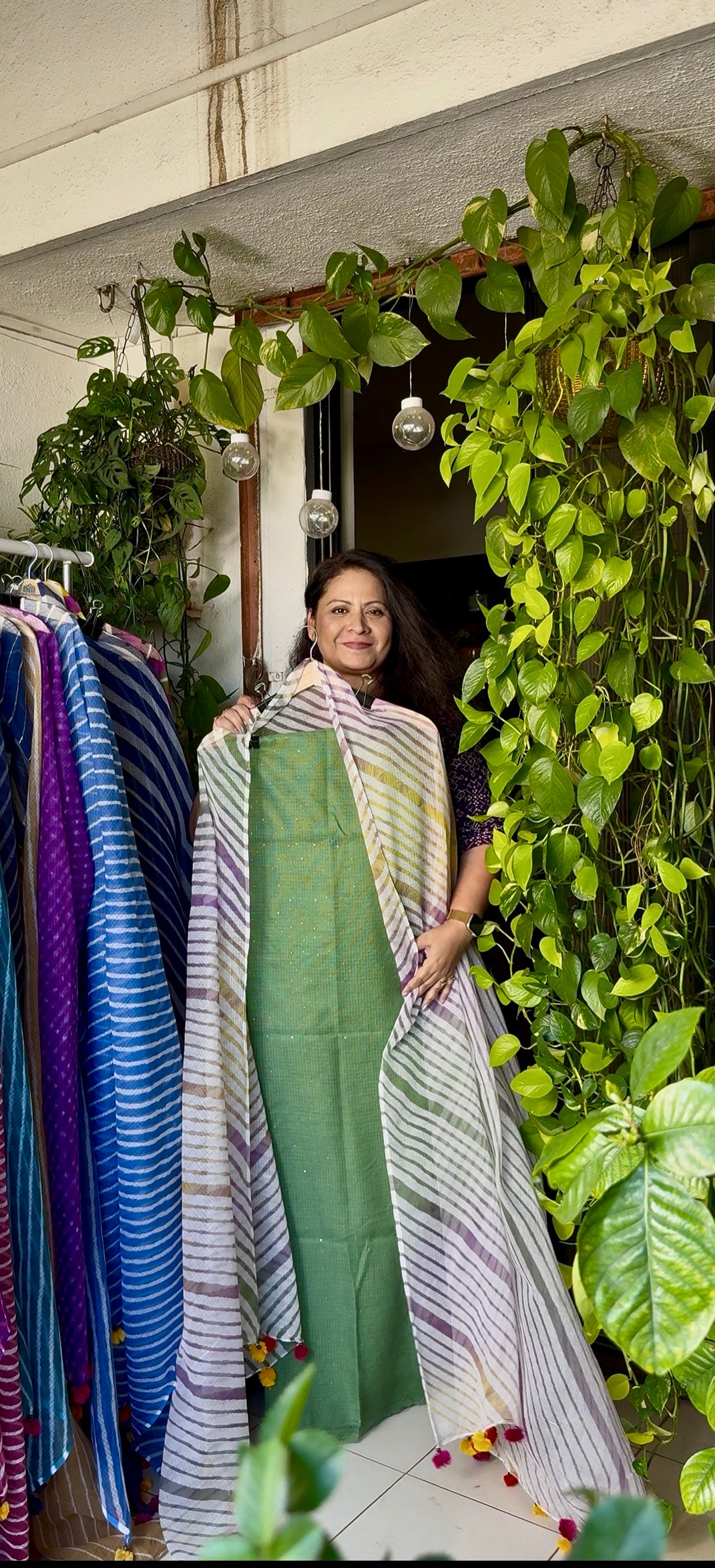 Pure kota Mukaish work kurta with kota dupatta