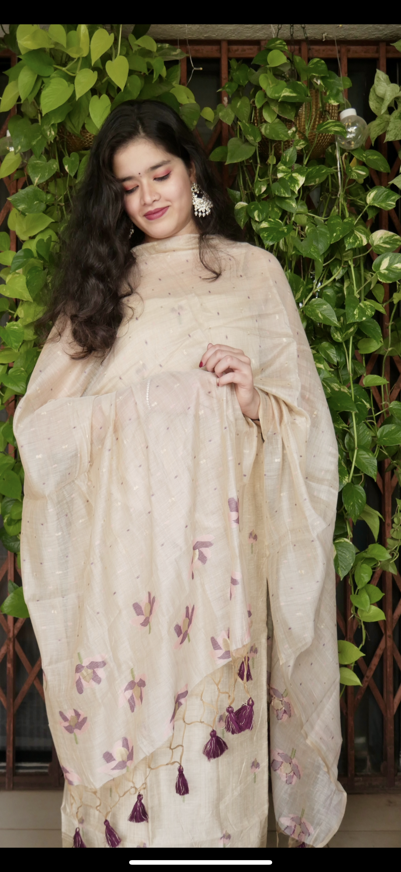 Cotton by silk moonga jamdani suit