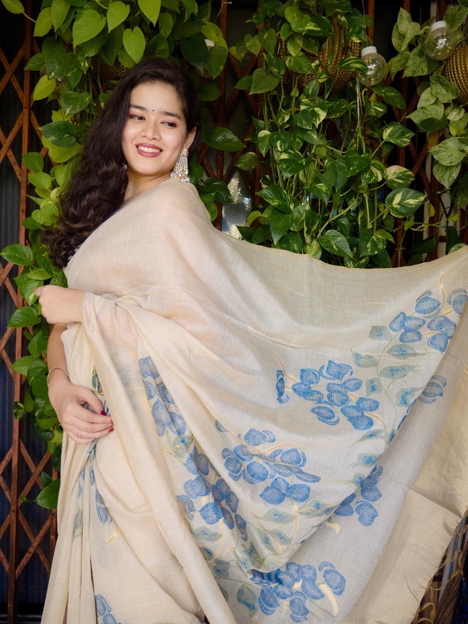 Moonga Cotton By Silk Sarees - Jamdani