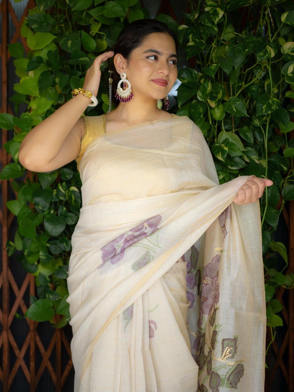Moonga Cotton By Silk Sarees - Jamdani