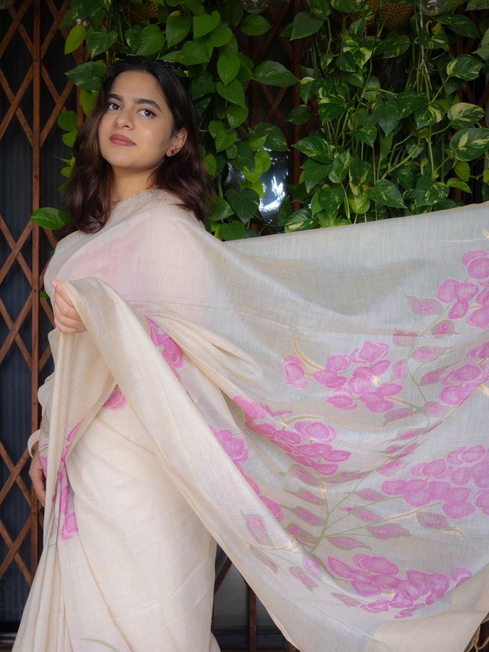 Moonga Cotton By Silk Sarees - Jamdani