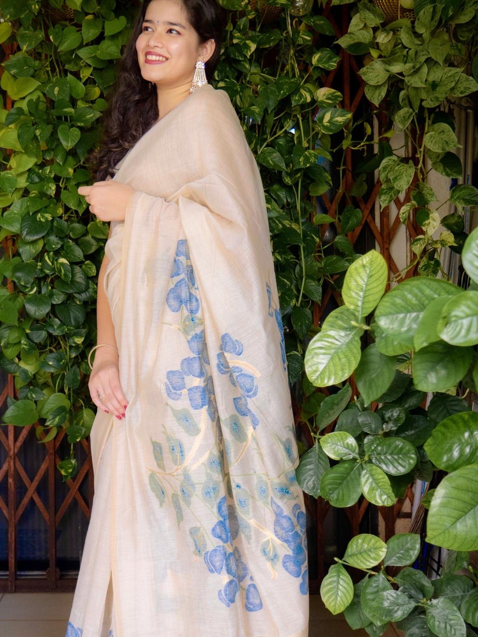 Moonga Cotton By Silk Sarees - Jamdani