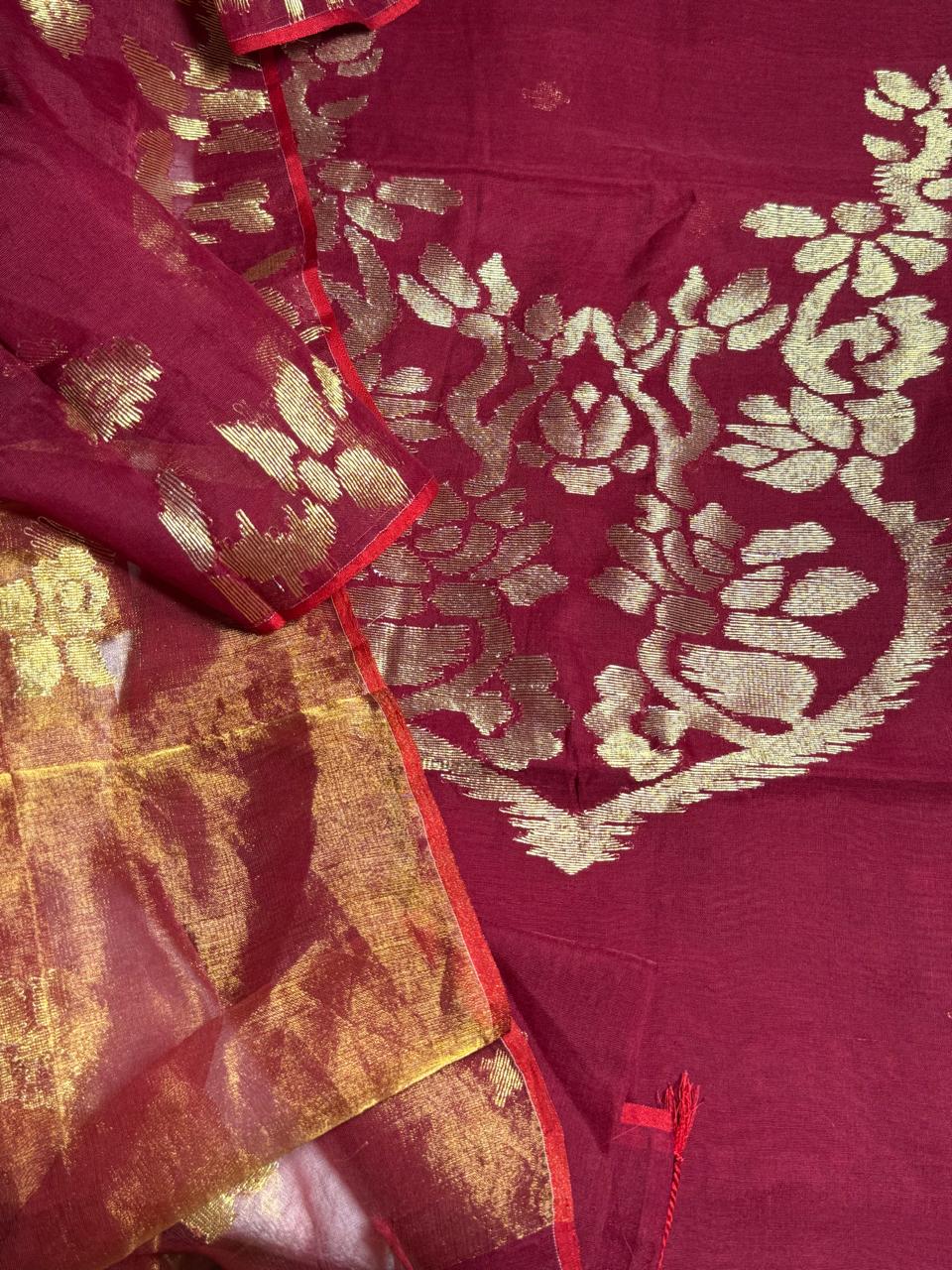 Pure Muslin Silk Jamdani with Tissue border dupatta