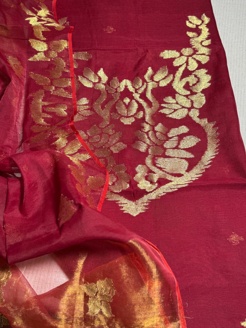 Pure Muslin Silk Jamdani with Tissue border dupatta