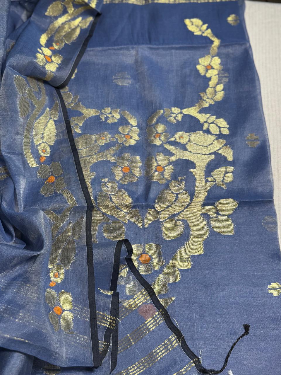 Handloom Pure Muslin Silk Zari Jamdani Suit Set