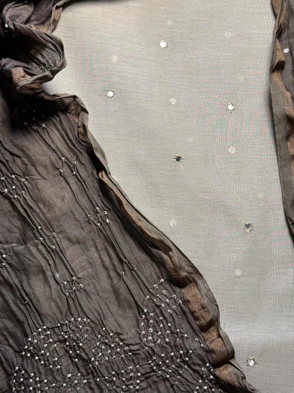 Pure Mul chanderi silk mirror work kurta with pure mul chanderi silk Bandhej dupatta