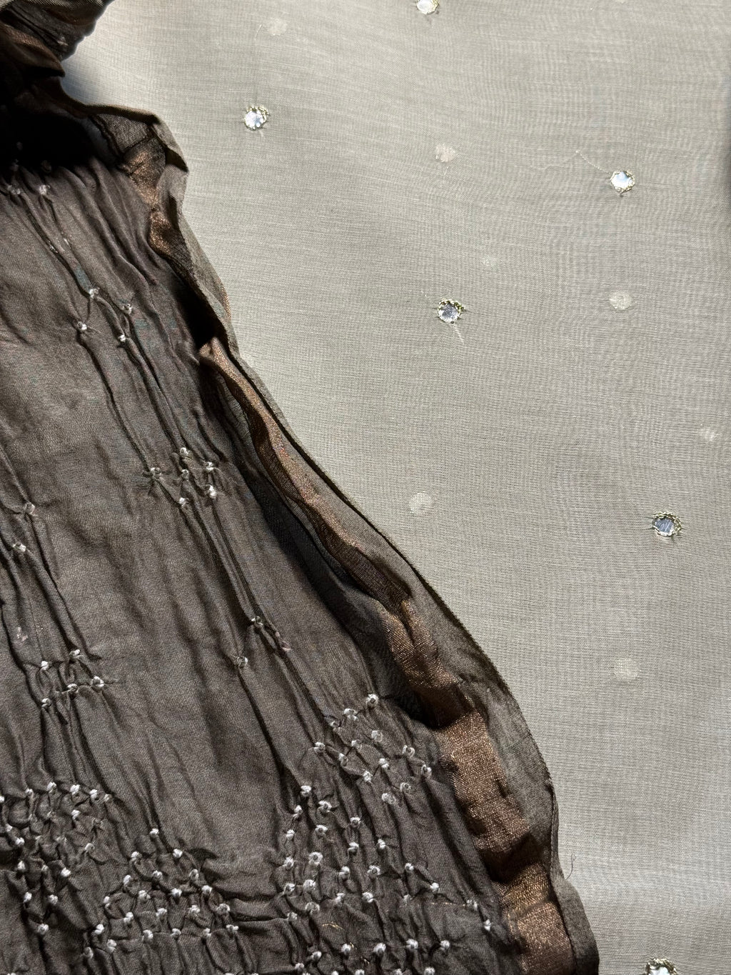 Pure Mul chanderi silk mirror work kurta with pure mul chanderi silk Bandhej dupatta