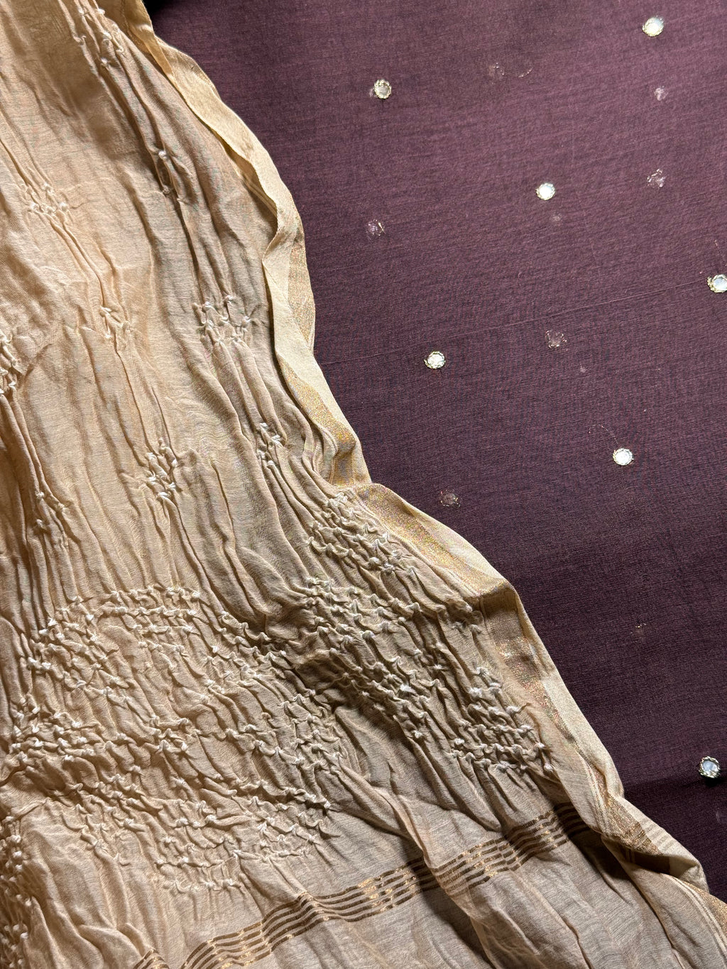 Pure Mul chanderi silk mirror work kurta with pure mul chanderi silk Bandhej dupatta