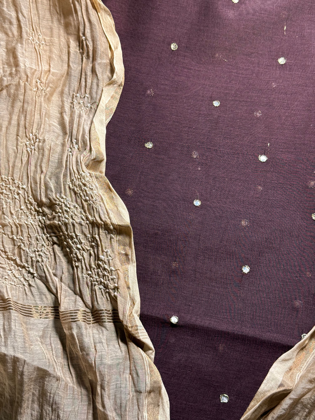Pure Mul chanderi silk mirror work kurta with pure mul chanderi silk Bandhej dupatta
