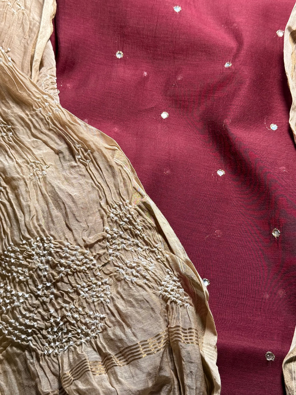 Pure Mul chanderi silk mirror work kurta with pure mul chanderi silk Bandhej dupatta