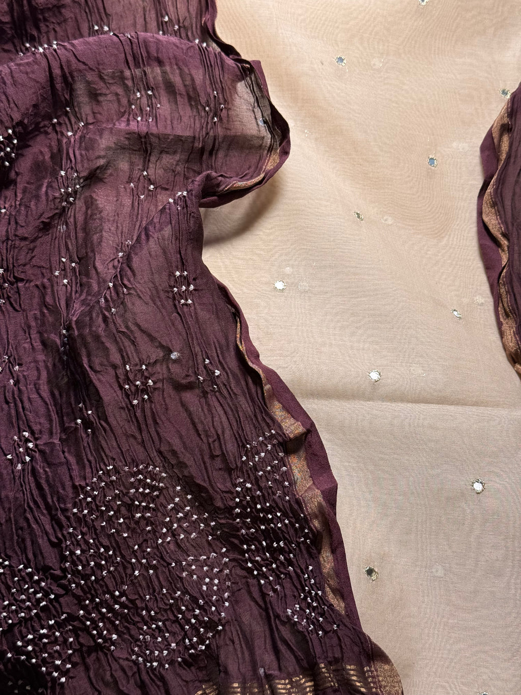 Pure Mul chanderi silk mirror work kurta with pure mul chanderi silk Bandhej dupatta